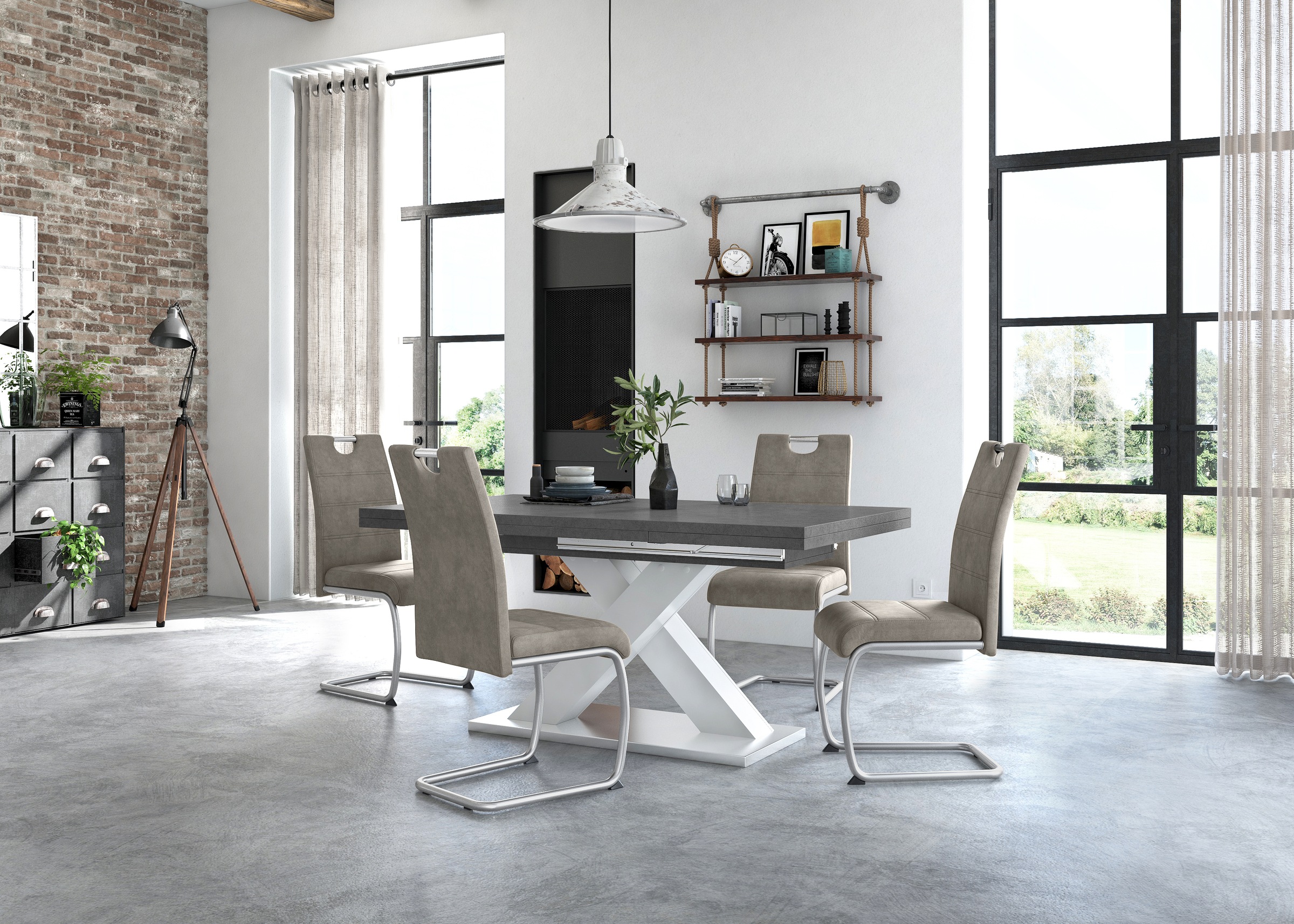 Image of Mäusbacher Esstisch »Komfort C«, mit X-Gestell in weiss und mit Auszugsfunktion, Breite 160-260 cm bei Ackermann Versand Schweiz