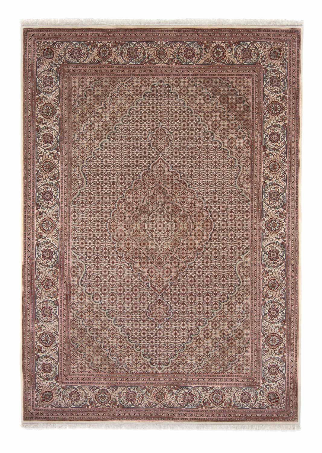 Image of morgenland Seidenteppich »Täbriz Medaillon Beige 294 x 201 cm«, rechteckig, 1 mm Höhe, Unikat mit Zertifikat bei Ackermann Versand Schweiz