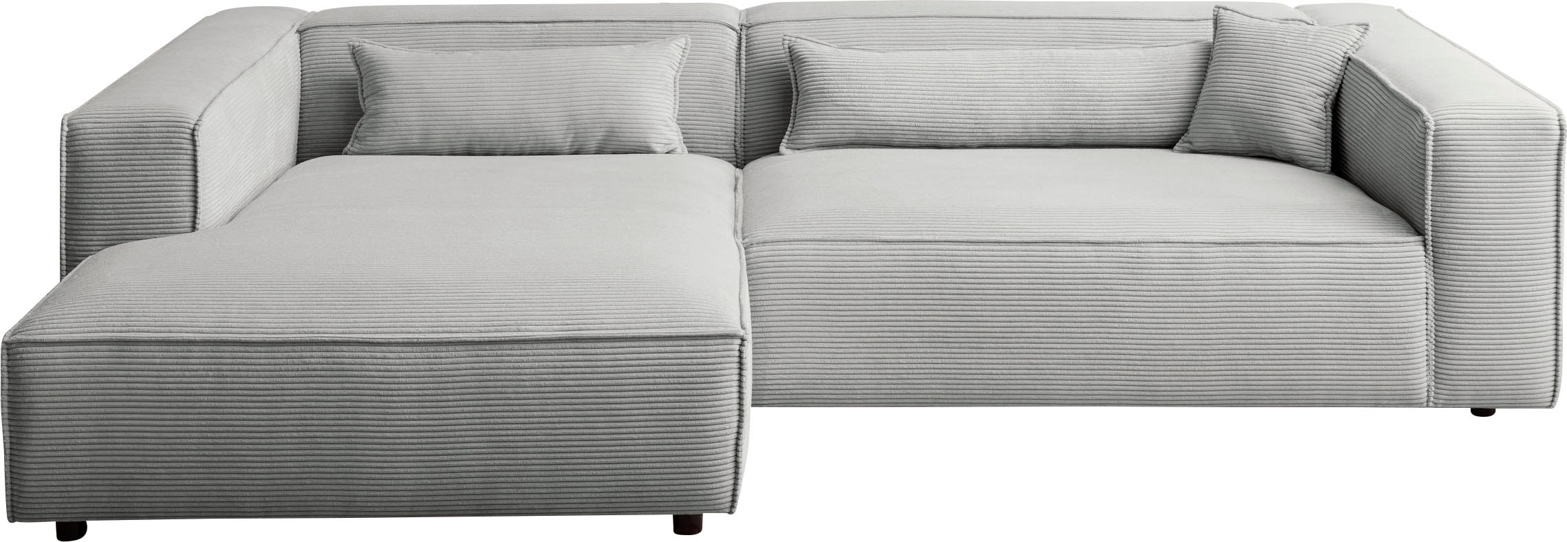 LeGer Home by Lena Gercke Ecksofa »PIARA XXL, Big-Sofa in Cord oder Leinenoptik, L-Form, mit Kedernaht«, wahlweise Ottomane rechts/links, schwarze Füsse, extra tiefe Sitzfläche