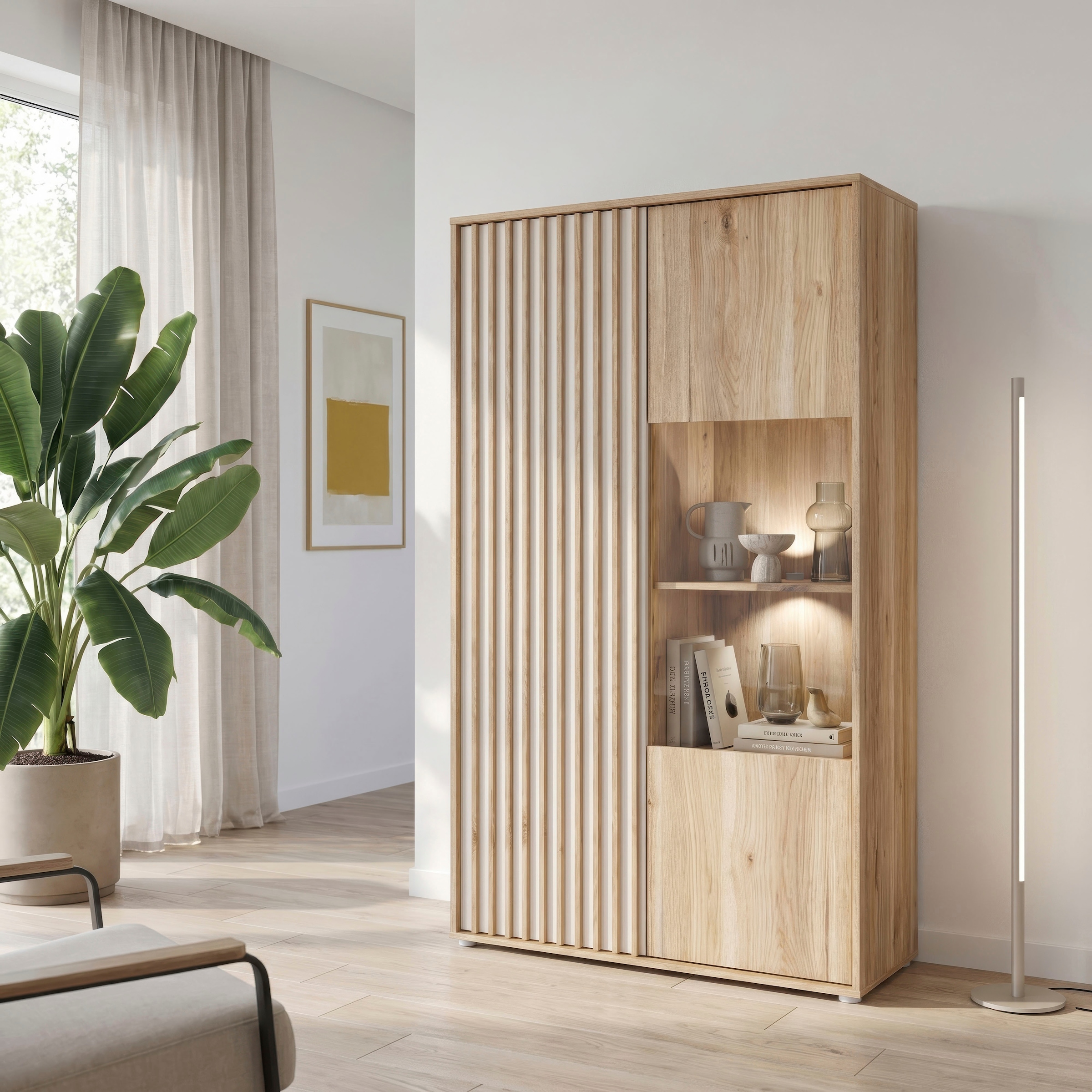 FORTE Buffet haut »Forte Arank Highboard, Glastüre, Beleuchtung optional bestellbar«