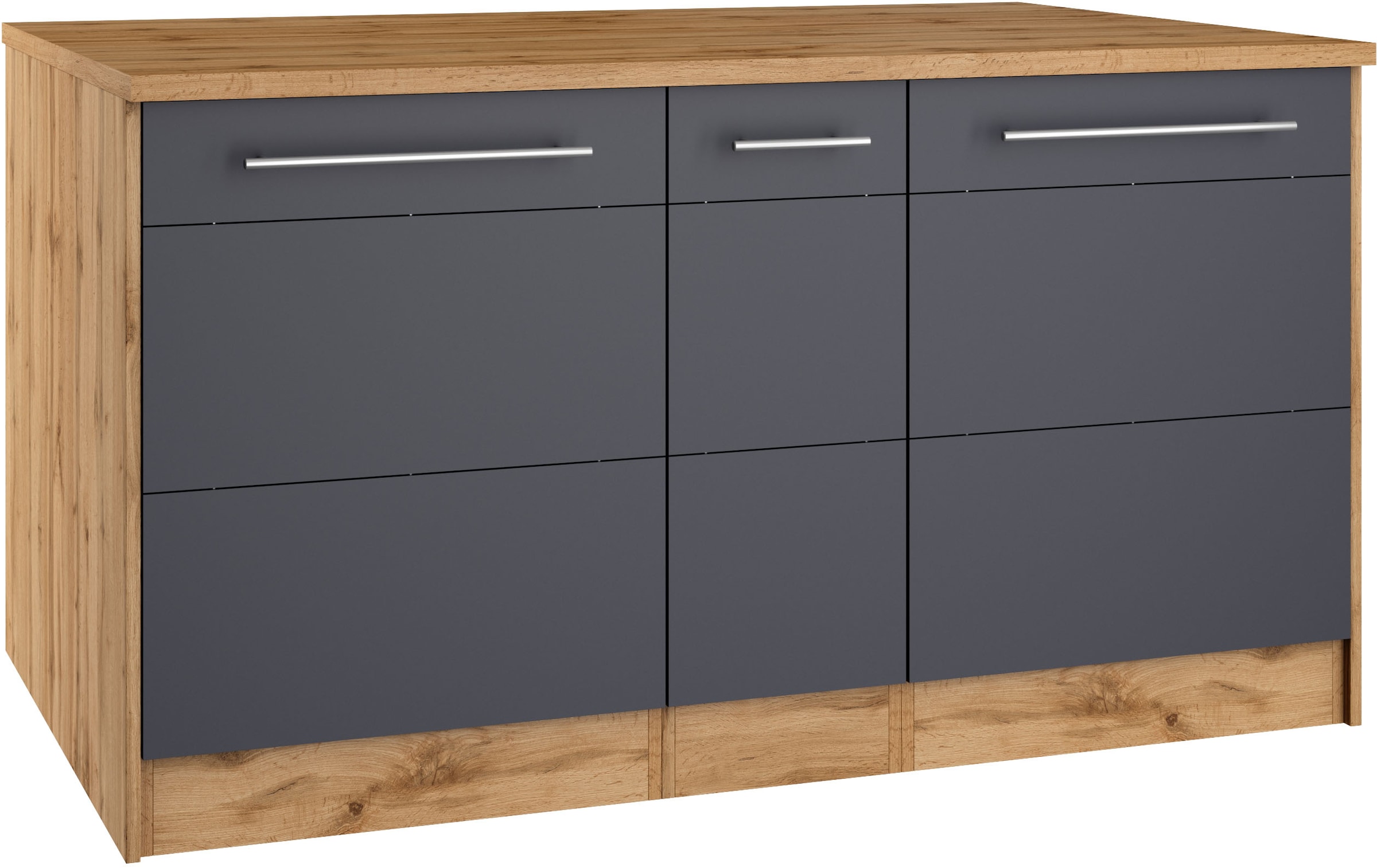 KOCHSTATION Kücheninsel »KS-Wien« Breite 153 cm, MDF-Fronten, Flaschenregal