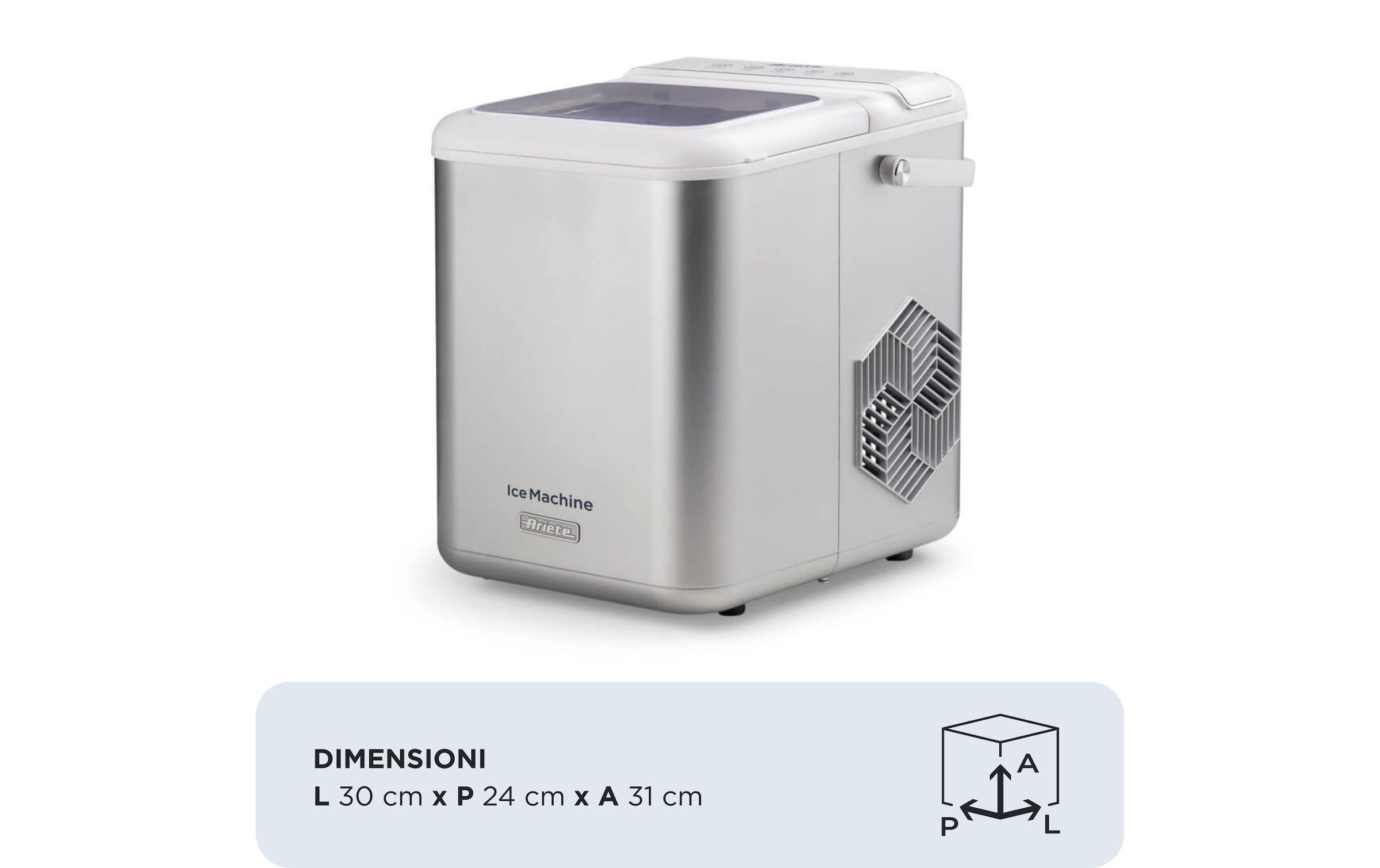 Ariete Machine à glaçons »Ariete elektrischer tragbarer Eiswürfelbereiter 651« avec compresseur très silencieux 58 db