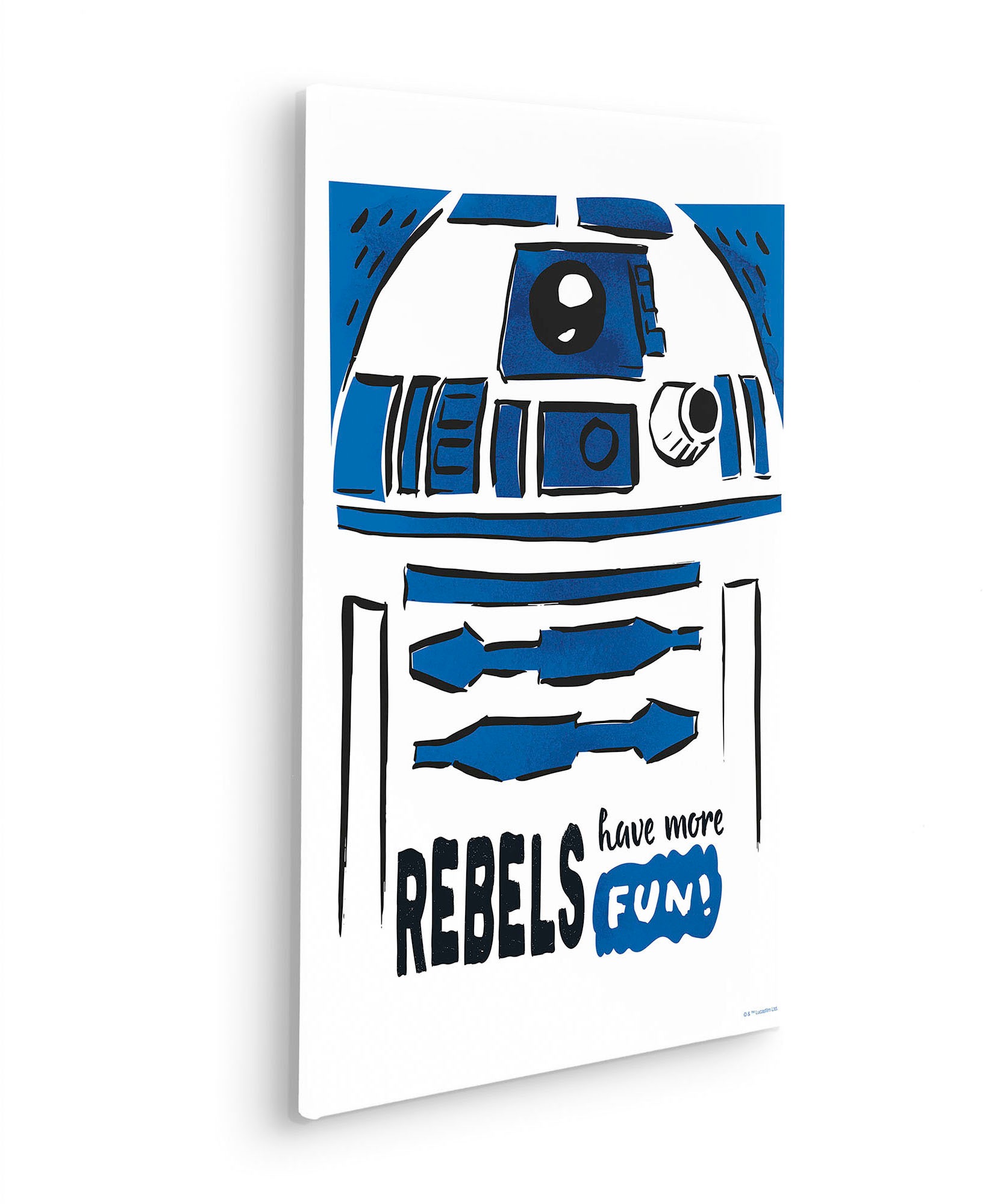 Komar Leinwandbild »Star Wars R2D2 More Fun - Grösse 40 x 60 cm«, Disney, (1 St., 40 x 60 cm (Breite x Höhe), Keilrahmenbild mit Echtholzrahmen, Kinderzimmer