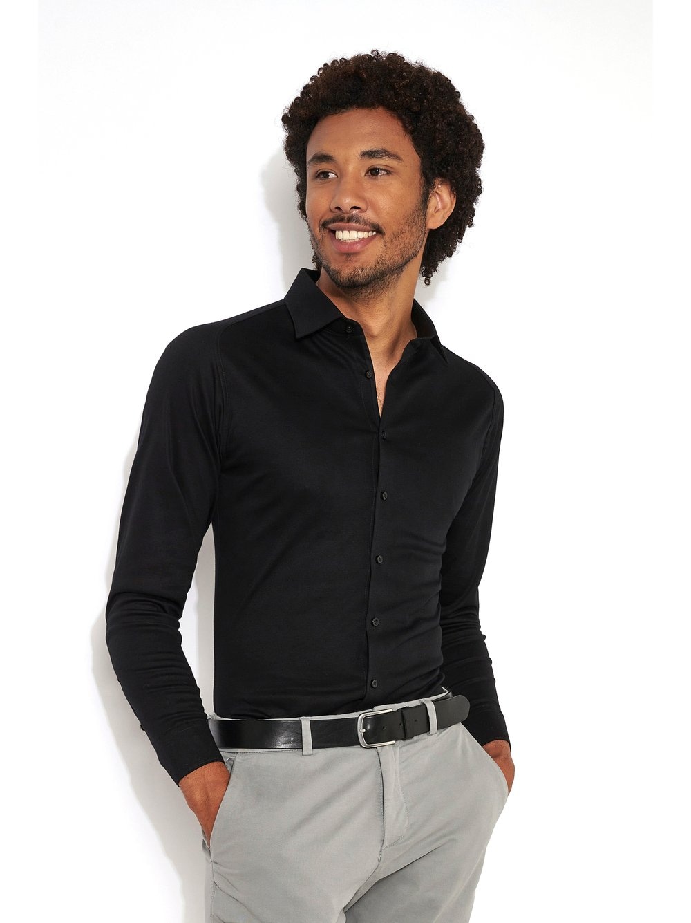 Image of DESOTO Langarmhemd "Jerseyhemd Casual Kent langarm" Flexibler Stretch