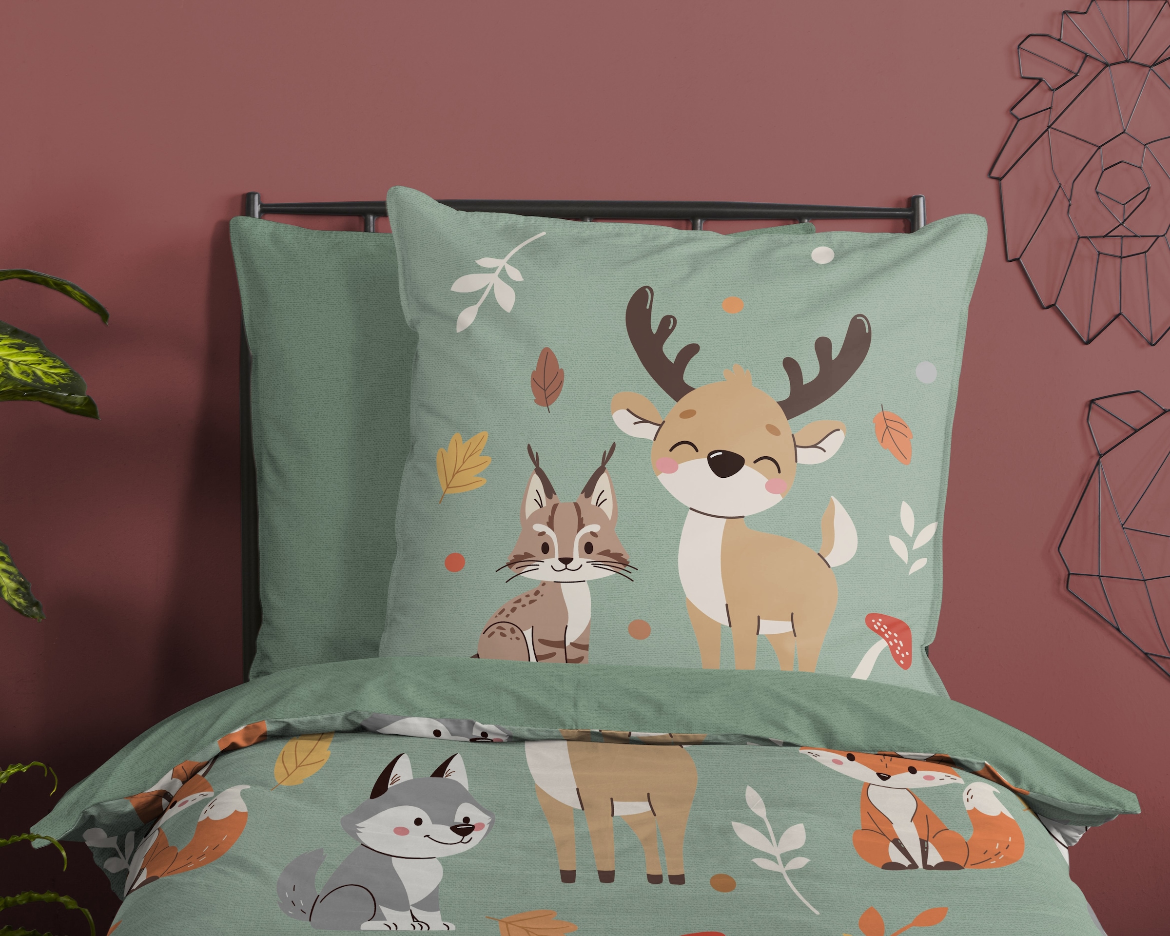 good morning Linge de lit pour enfants »Ville« 2 cuis tlg. Baumwolle, Renforcé, Wendeoptik, Kind, Herbst, Tiere