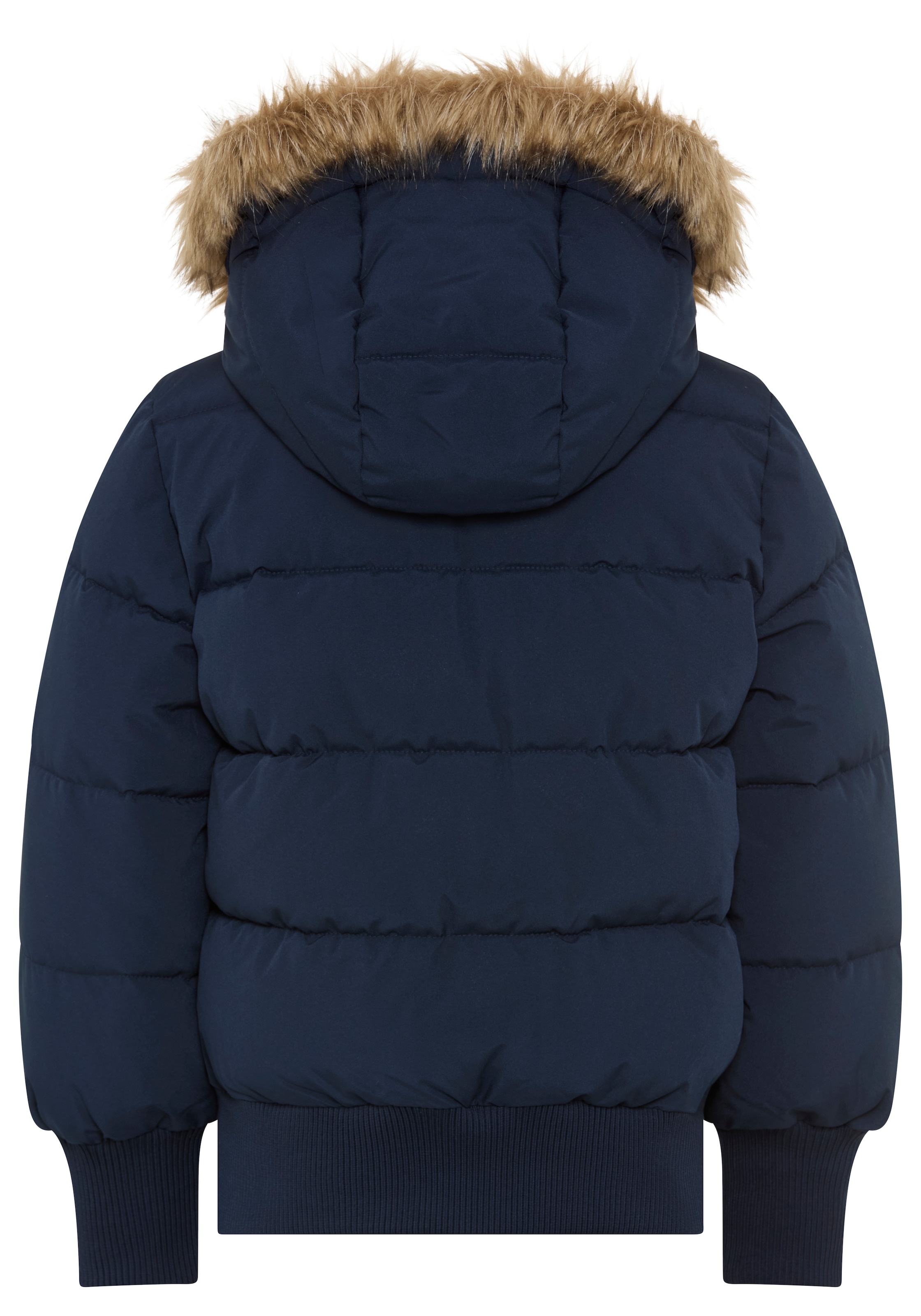 KangaROOS Veste d'extérieur »Winterjacke mit Fellkragen und reflektierenden KangaROOS Logo-Print« avec capuche Veste chaude avec large bord-côte, doublure à capuche,