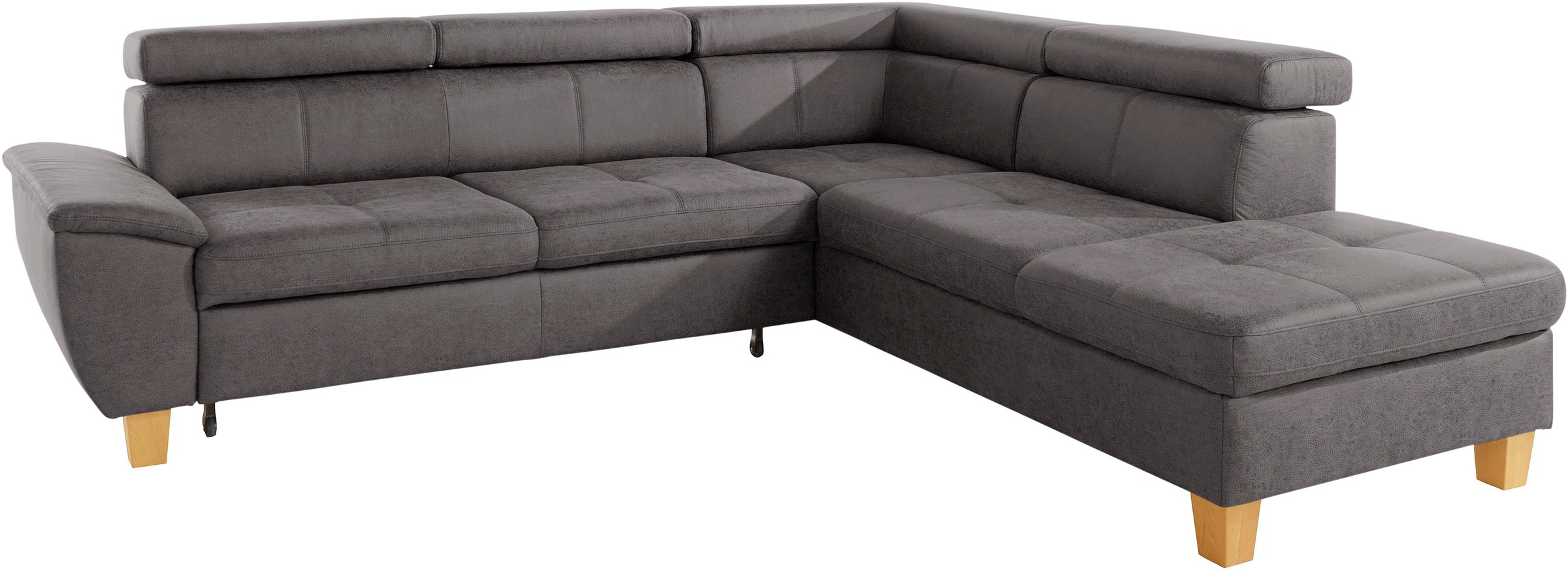 exxpo - sofa fashion Ecksofa »Enya, aufwendige Detailverarbeitung, hoher Sitzkomfort, bequem, L-Form«, mit Kopfteilverstellung, wahlweise Bettfunktion u. Bettkasten