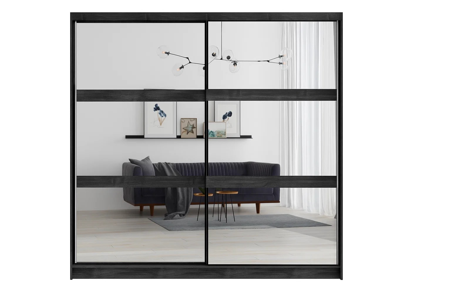 Home affaire Kleiderschrank »PRESSAC mit viel Stauraum, 10 Fächer, 2 Kleiderstangen, Breite 230cm« Garderobe mit 2 Schiebetüren und Spiegel, Masse B/T/H: 230/62/215 cm