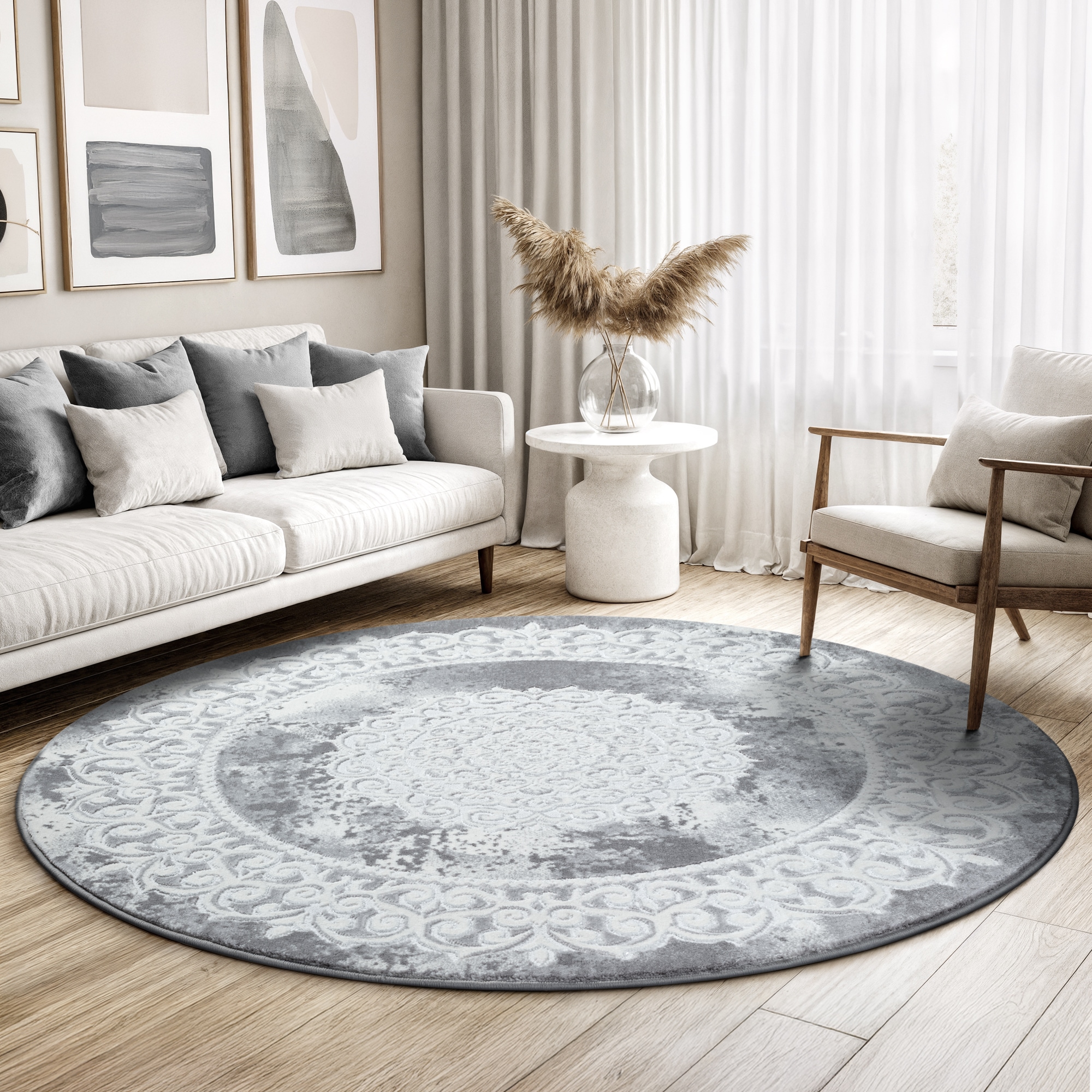 Image of Sanat Teppich "Harmony 3205, auch als Läufer und rund" rund 12 mm Höhe Wohnzimmer, Kurzflor, modern, Orient Optik, Schlafzimmer