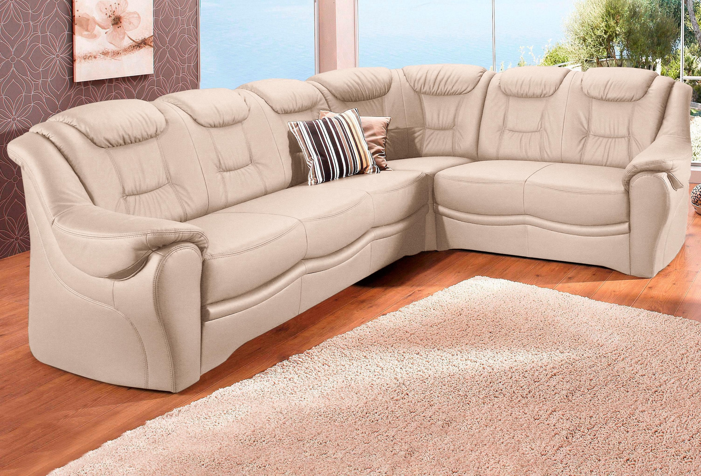 Image of sit&more Ecksofa "Bellevue L-Form, B: 265 cm, Bettfunktion optional, Federkernpolsterung" Komfortable Sitzhöhe 44 cm, Liegefläche 120 x 198 cm bei Bettfunktion