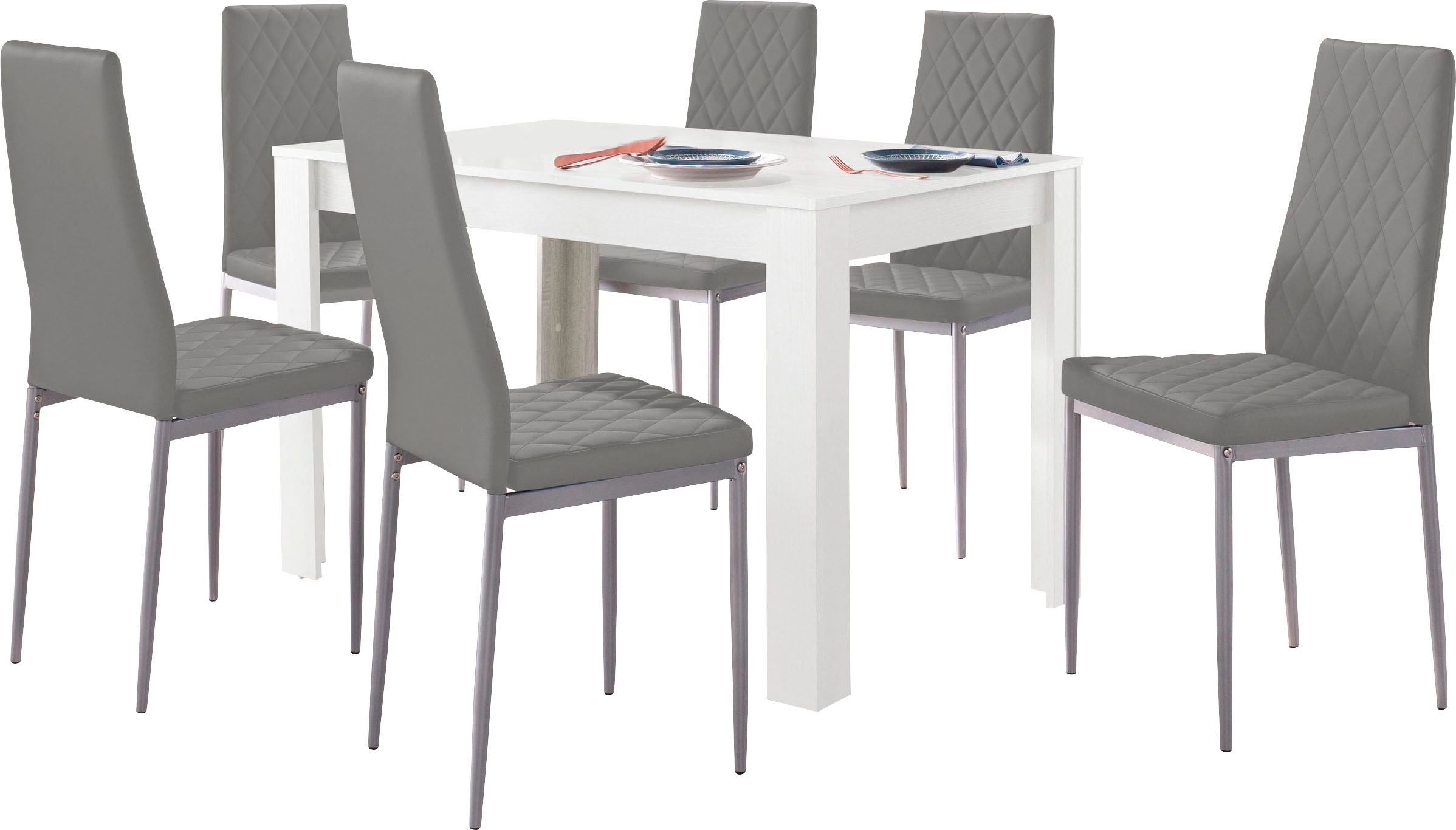 Image of my home Essgruppe »Lynn + Brooke«, (Set, 5 tlg.), mit Tisch in Weiss, Breite 120 cm bei Ackermann Versand Schweiz