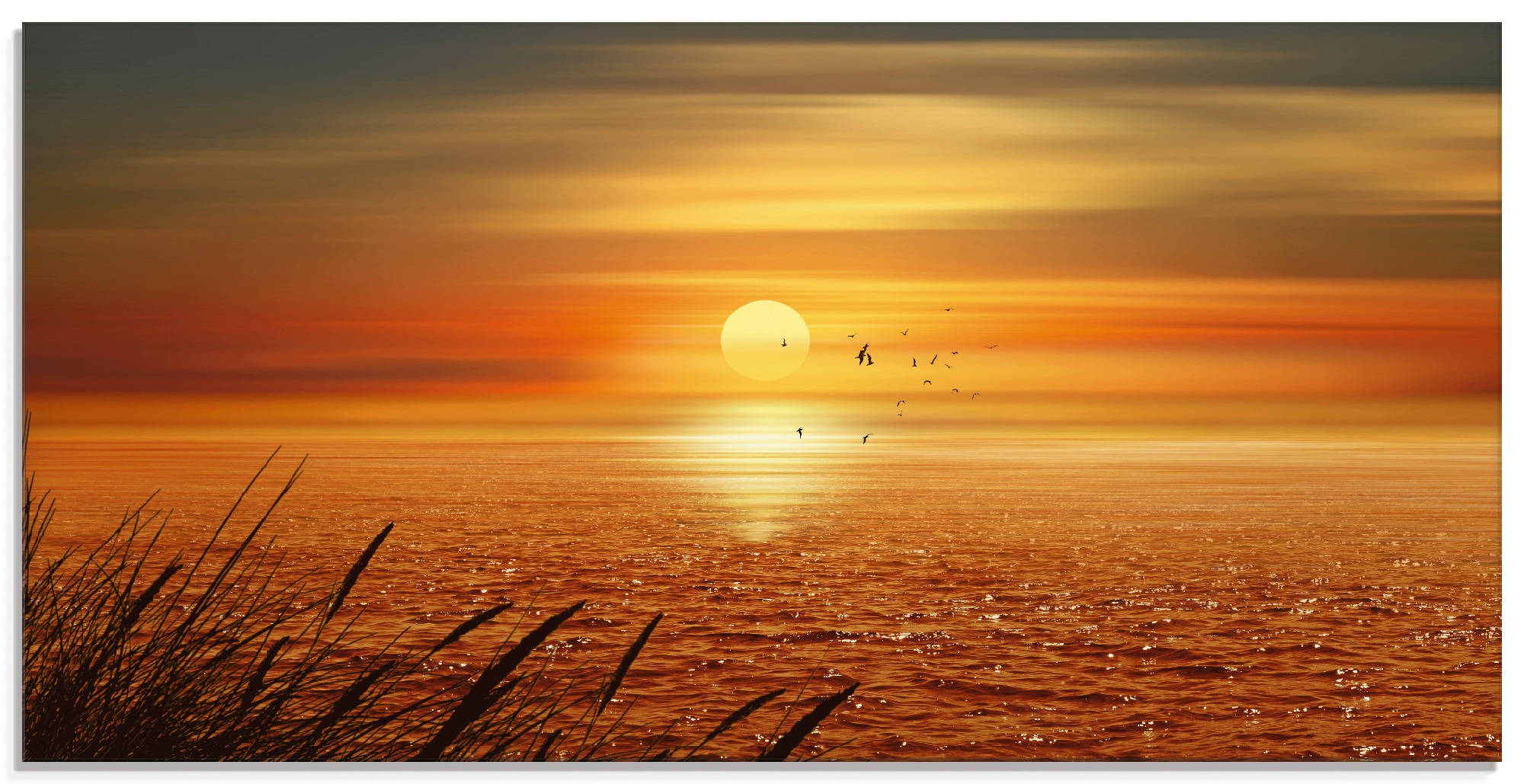 Image of Artland Glasbild "Sonnenuntergang über dem Meer" Sonnenaufgang & -untergang 1 Stk. tlg. in verschiedenen Grössen