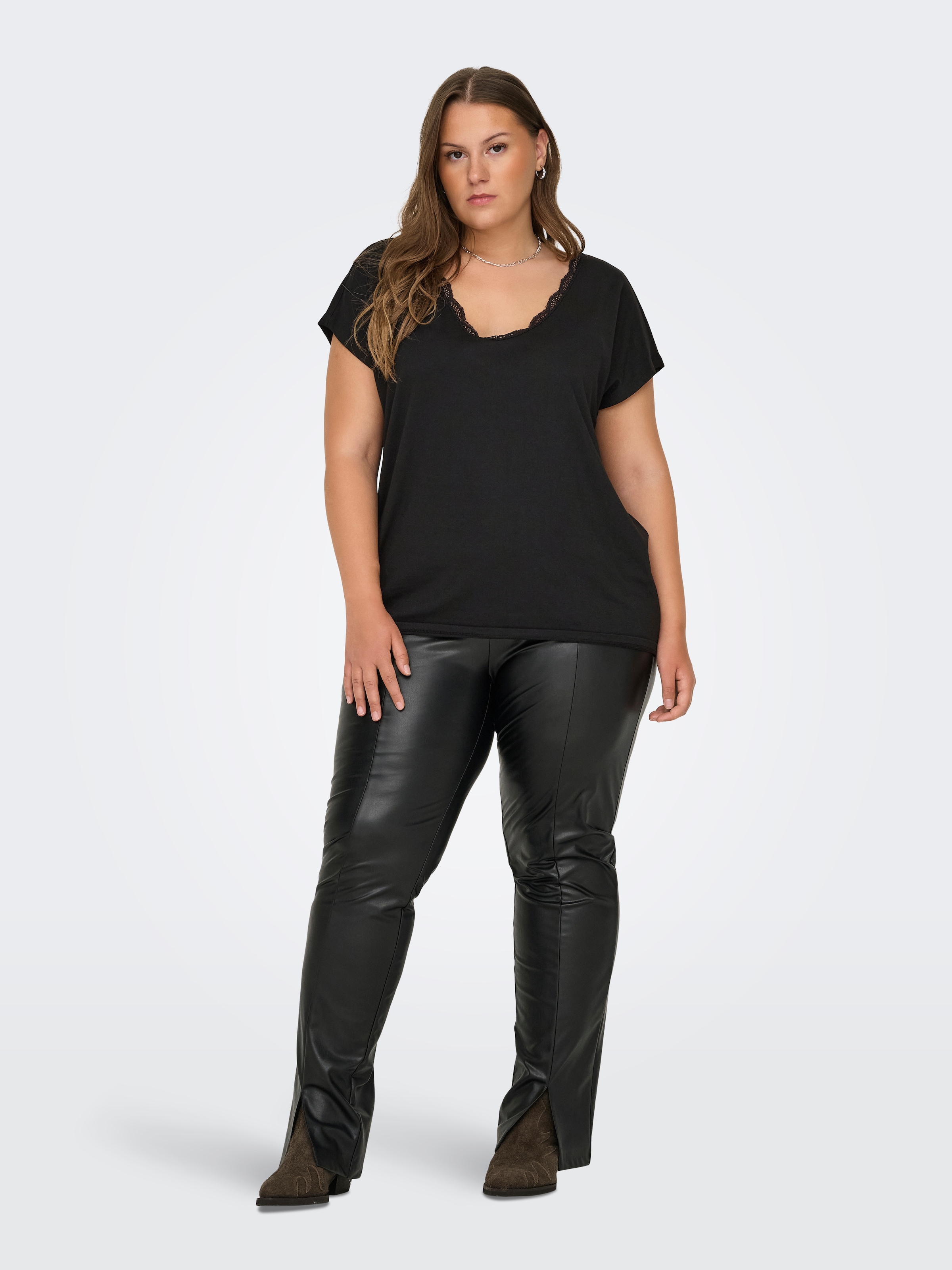 ONLY CARMAKOMA T-Shirt »CARMOSTER S/S LACE V-NECK TOP JRS«