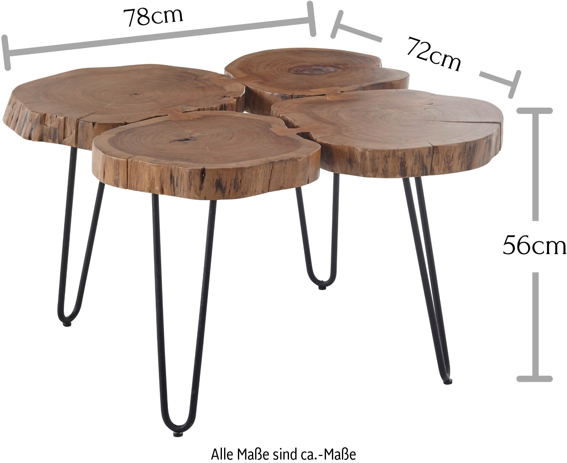 Stolkom Table basse »Cole« Massivholz Akazie, Wahlweise Couchtisch oder Beistelltisch