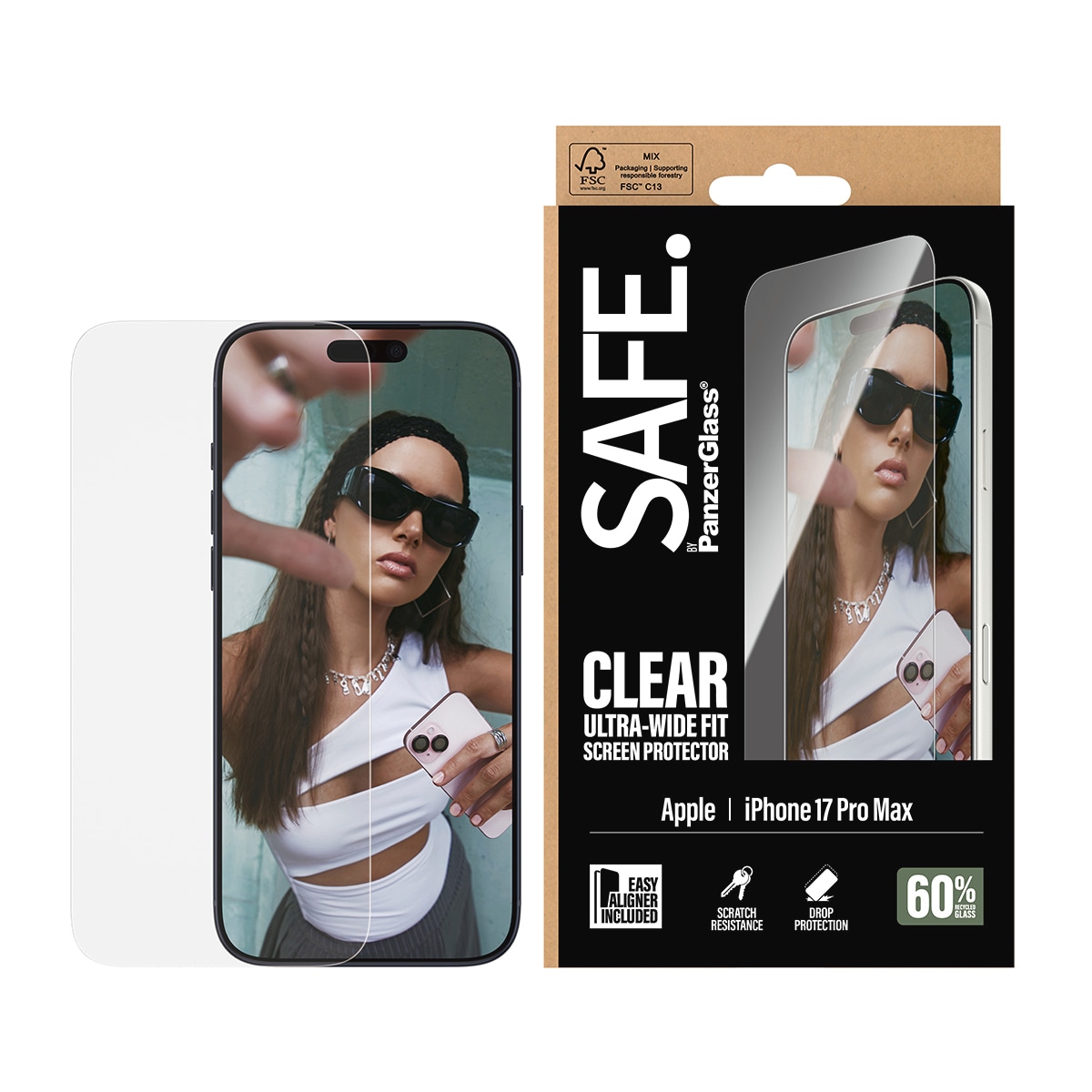 Image of SAFE by PanzerGlass Displayschutzglas "Ultra-Wide Fit Screen Protector" für Apple iPhone 17 Pro Max Displayschutzfolie, Schutzfolie, Bildschirmschutz, kratz- & stossfest