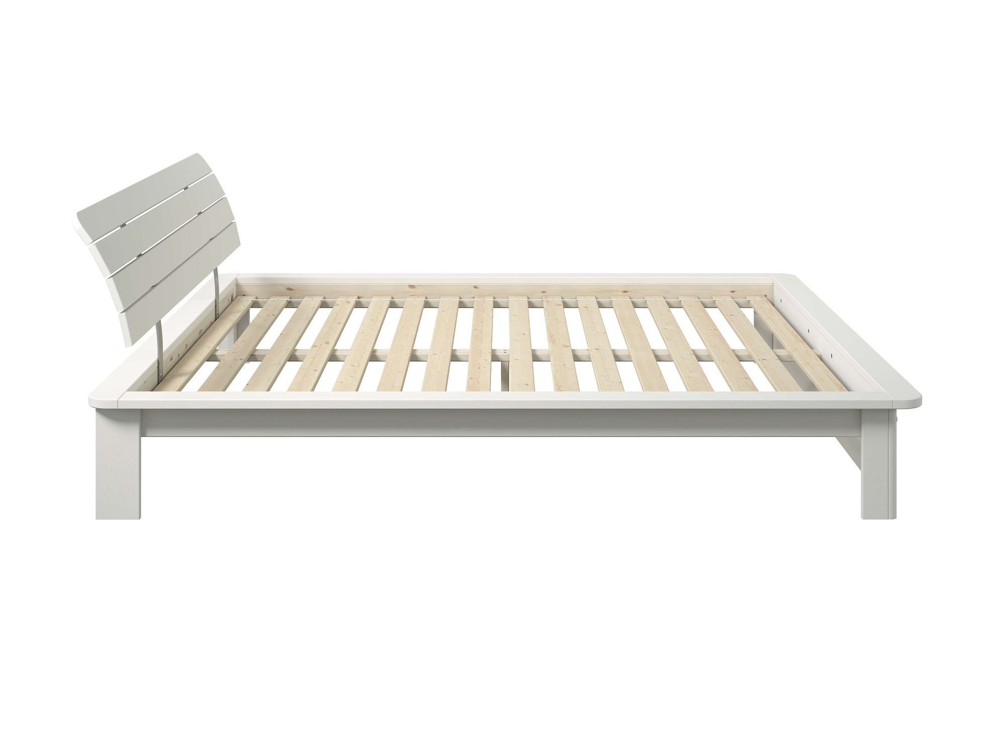 GOODproduct Massivholzbett »Antri, Futonbett, ergonomisch geformtes Kopfteil, stilvolles Design« Rahmen zur Ablage von Smartphone, mit Lattenrost, Bettkasten optional