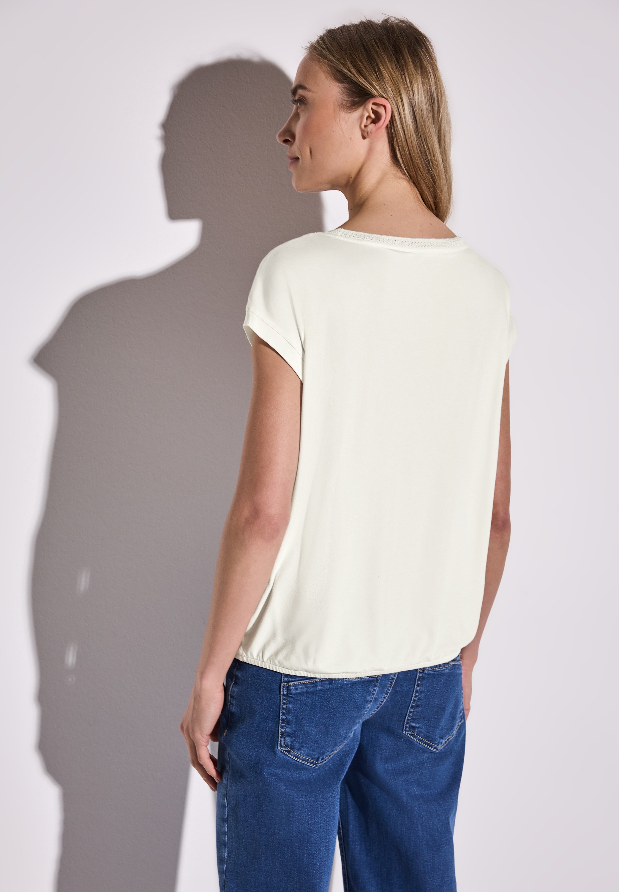 STREET ONE T-Shirt, mit Dekortape und elastischem Saum