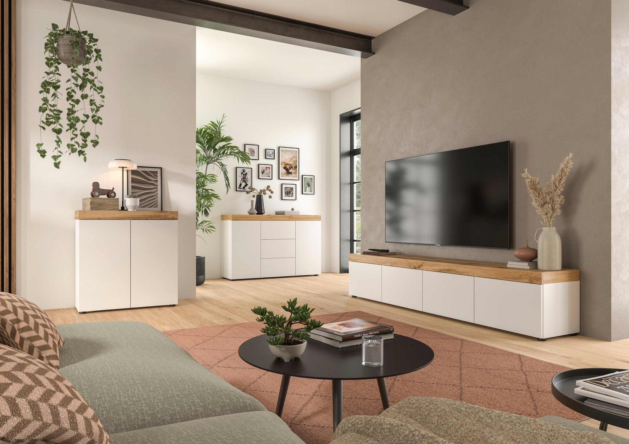 GOODproduct Kommode »MAMBO, Breite 77cm, 2 Türen, 4 Fächer, push-2-open« 2 farbige Ausführung, in verschiedenen Farben erhältlich, 1 Stk. tlg. Kommode, Anrichte, Wohnzimmer, Schlafzimmer