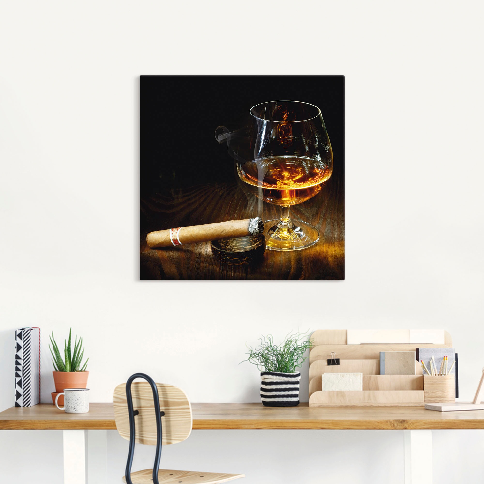 Artland Wandbild »Zigarre und Cognac«, Zigarren, (1 St.), als Leinwandbild, Poster in verschied. Grössen