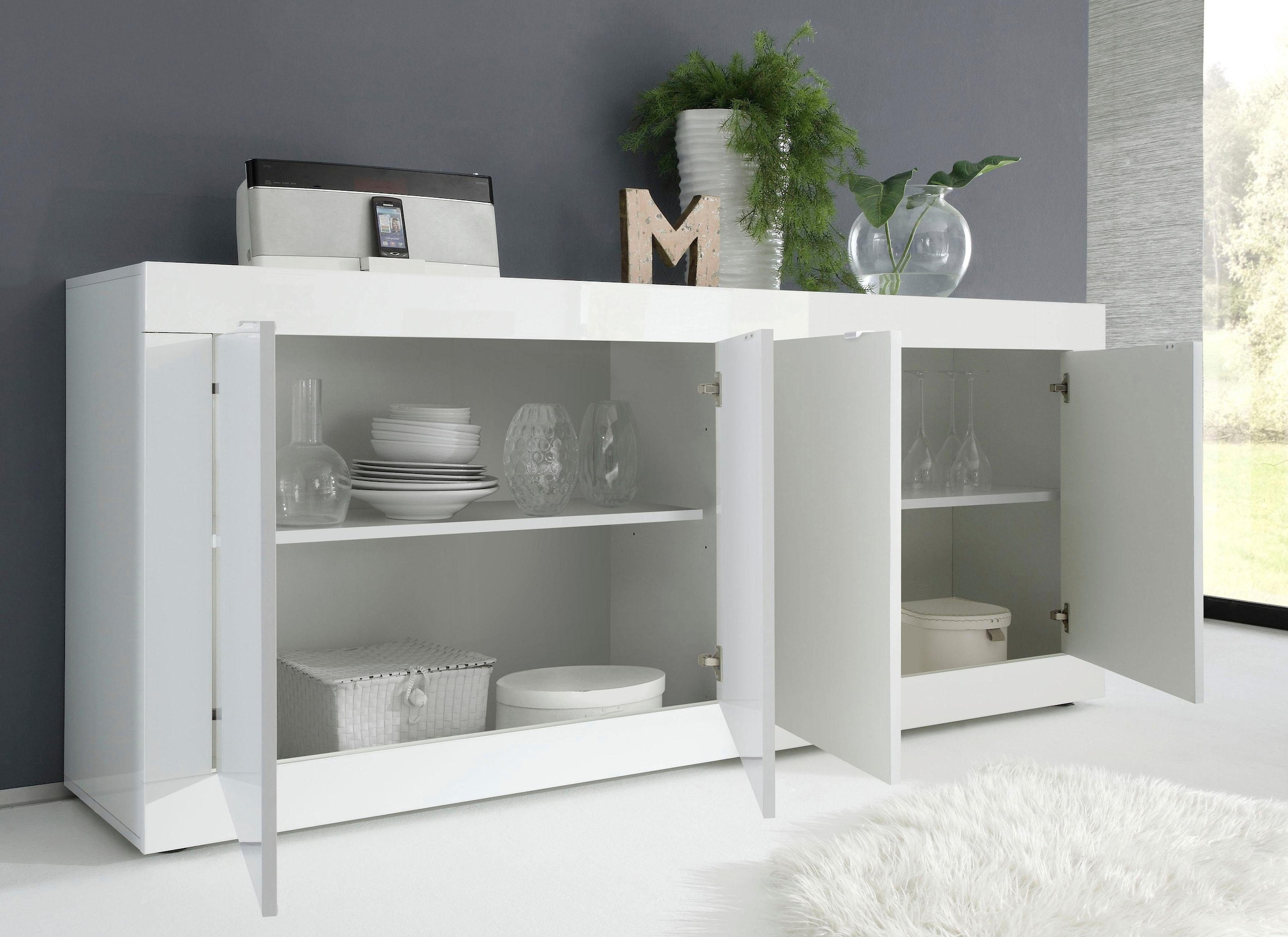 INOSIGN Sideboard »Basic Breite 207 cm, Kommode 4 Türen, Anrichte,«, Metallgriff, moderne Rahmenoptik, viel Stauraum, Farbauswahl