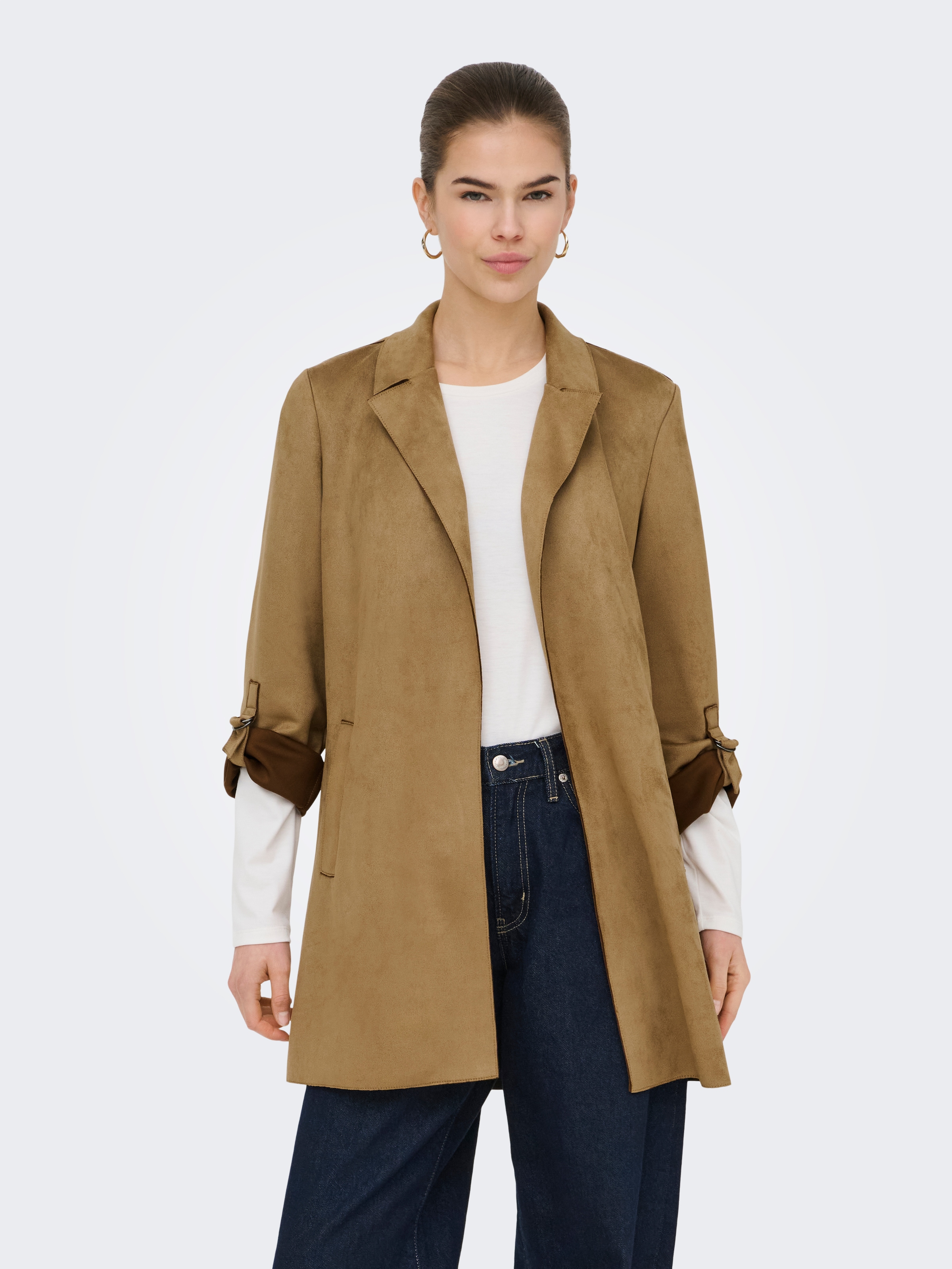 ONLY Langjacke »ONLJOLINE FAUX SUEDE COAT LIFE CC OTW« mit Reverskragen, weiches Wildlederimitat