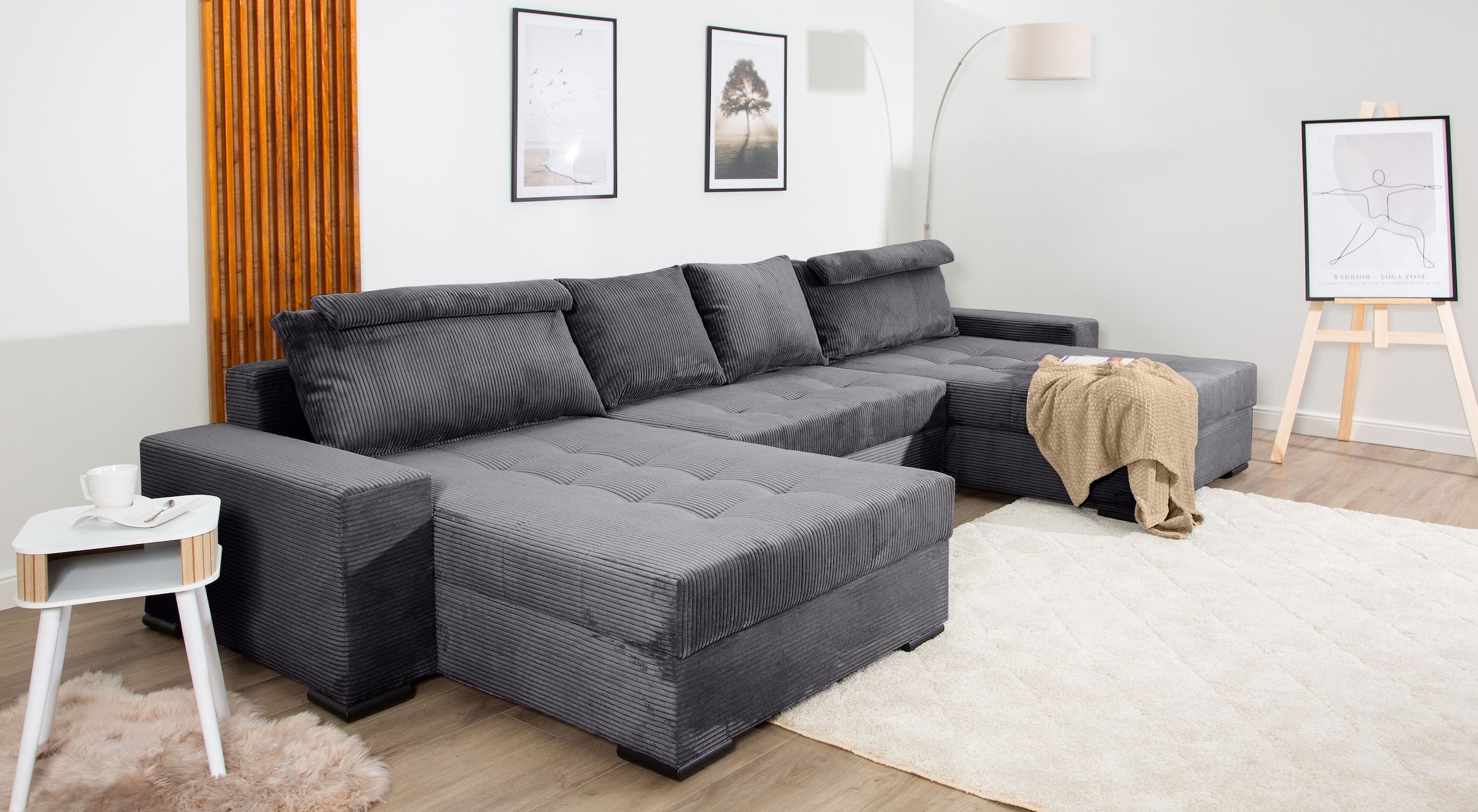 COLLECTION AB Wohnlandschaft »XXXL-Josy Relax U-Form Breite 352 cm, mit 2 gleich grossen Recamieren«, inkl. Bettfunktion, Bettkasten, mit 4 Rückenkissen in zwei Grössen