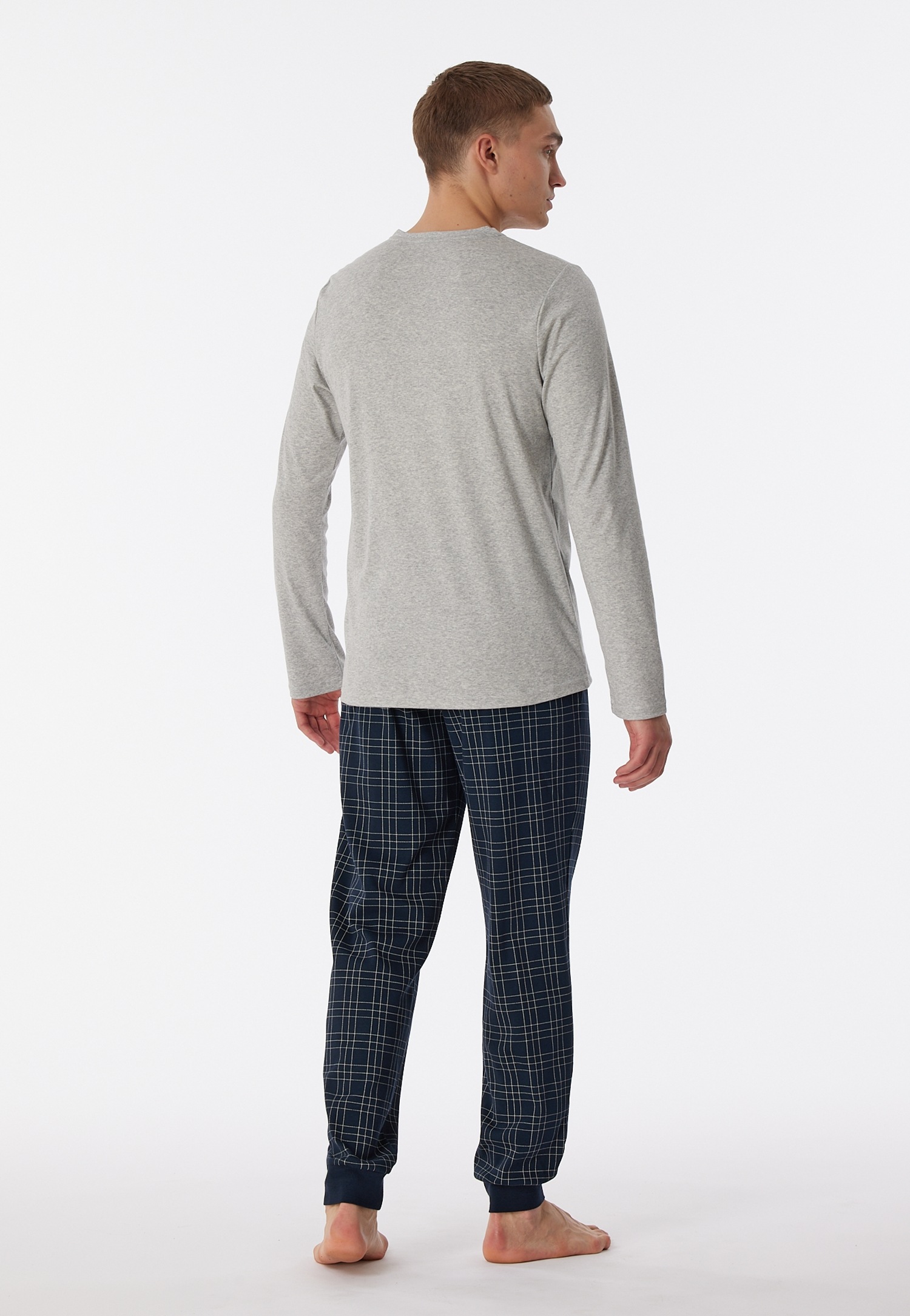 Schiesser Pyjama »"Fine Interlock"«, (2 tlg.), mit Serafino-Kragen und funktionaler Knopfleiste