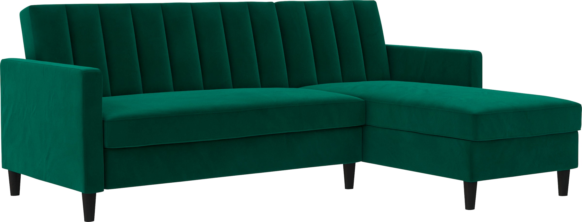 Dorel Home Ecksofa mit Schlafffunktion, Recamiere mit Stauraum beidseitig montierbar, Rückenlehne 2-teilig und 3-fach verstellbar