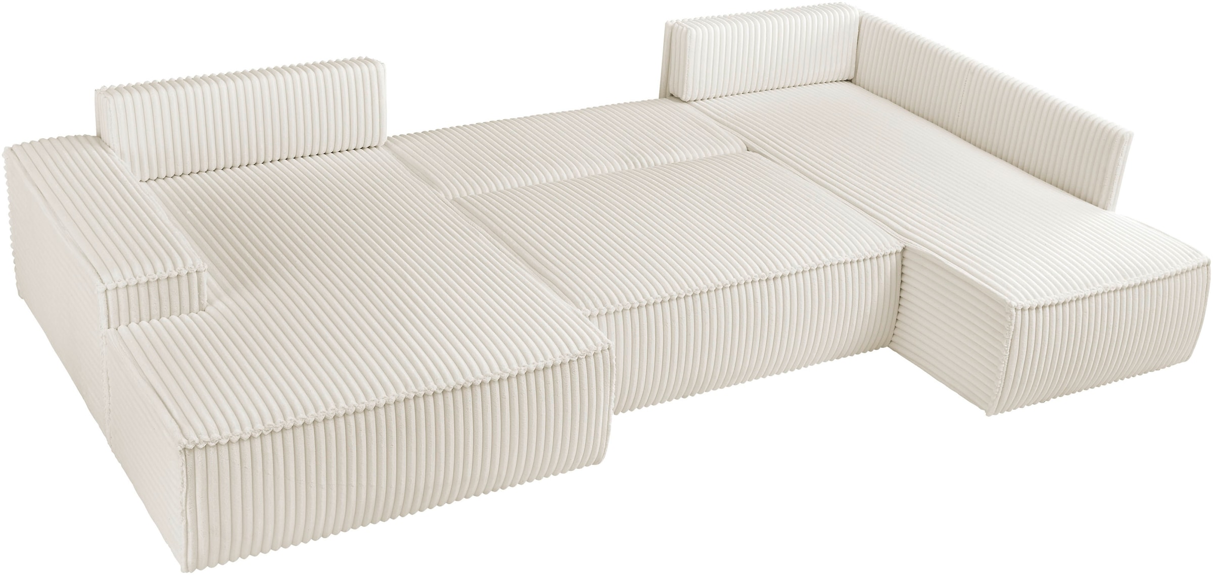 andas Wohnlandschaft »FINNLEY U-Form XXL 329 cm, Schlafsofa, Schlaffunktion m. Bettkasten«, (194/139 cm), Bouclé, Struktur und Cord