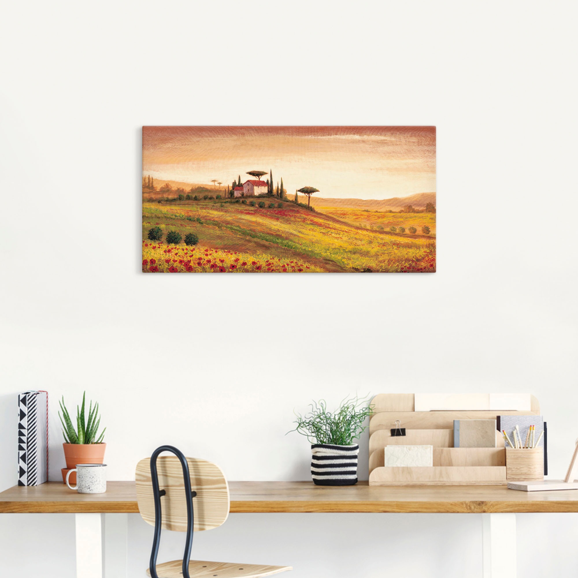 Artland Wandbild »Toskanalandschaft mit (1 als Wandaufkleber kaufen Poster oder St.), Mohnblumen«, günstig Alubild, Grössen Europa, in Leinwandbild, versch