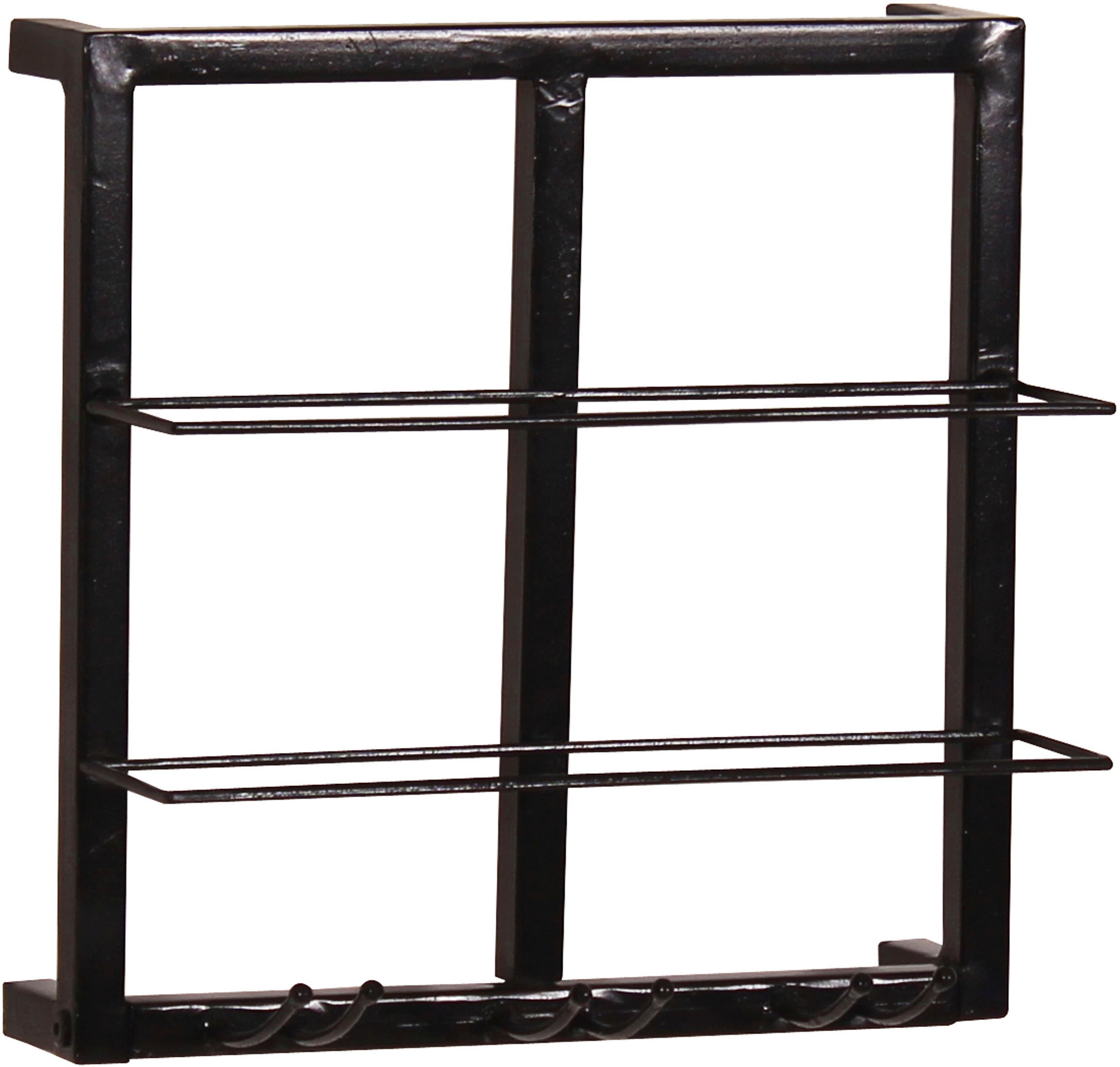 SIT Étagère murale »Bled 2-teilig aus Metall für 2 Flaschen & 6 Gläser – Antikschwarz« Casier à vin et porte-verres pour décoration murale flexible