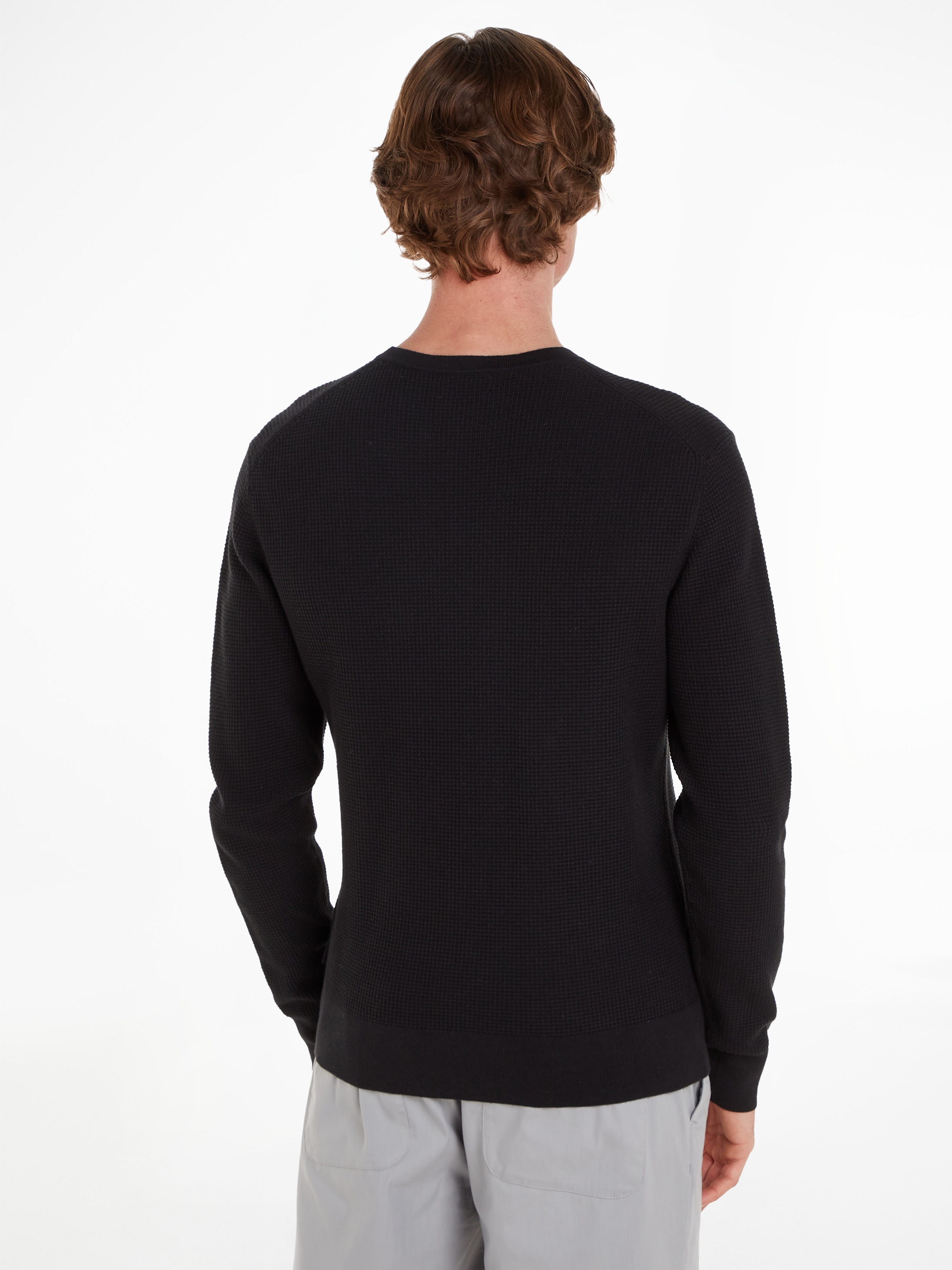 Calvin Klein Rundhalspullover »WAFFLE STRUCTURE SWEATER«, mit Markenlabel