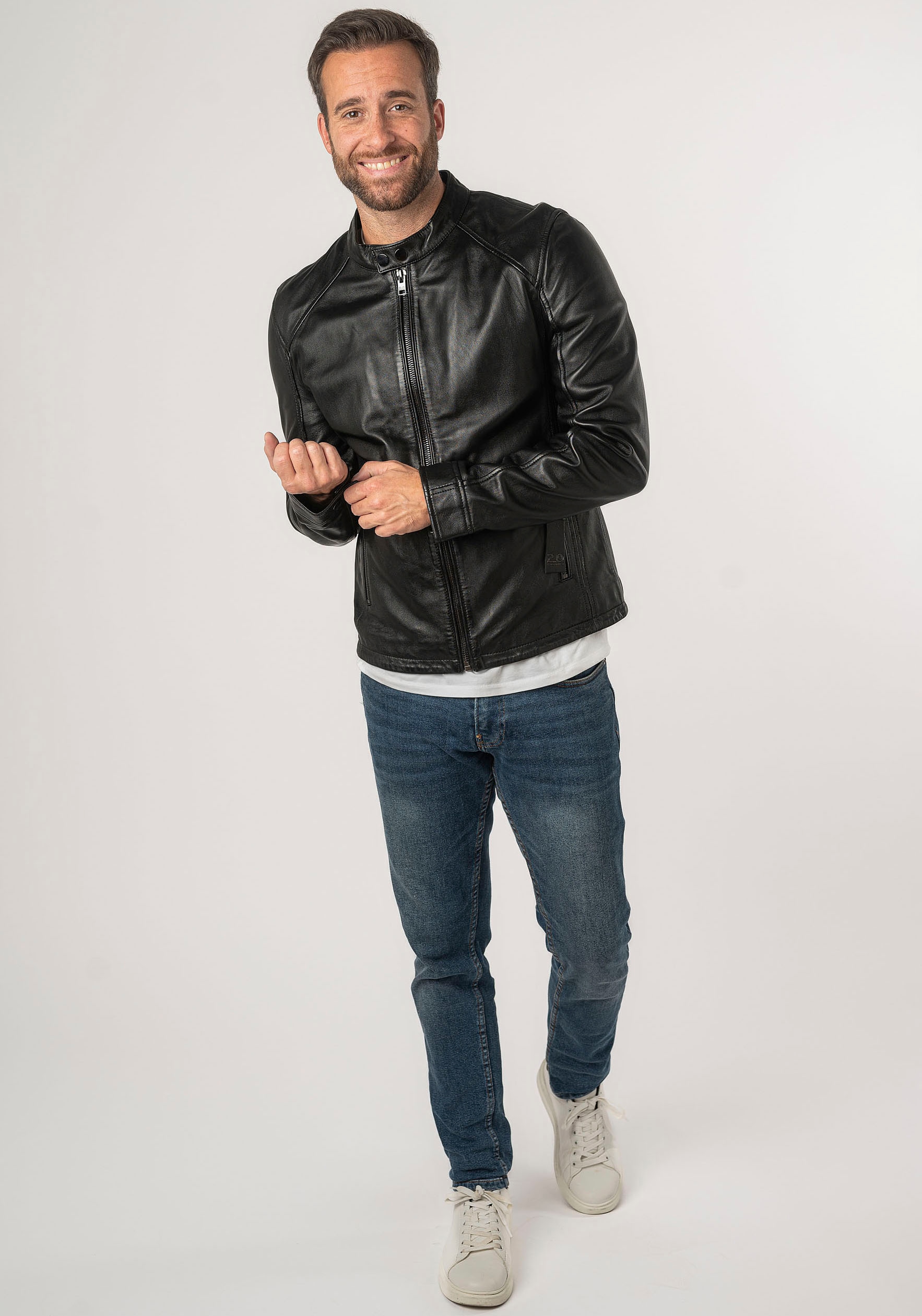 Mauritius Lederjacke »2Mtoji SF«, mit Reissverschluss, Zipperdetail, STehkragen Ziernähte