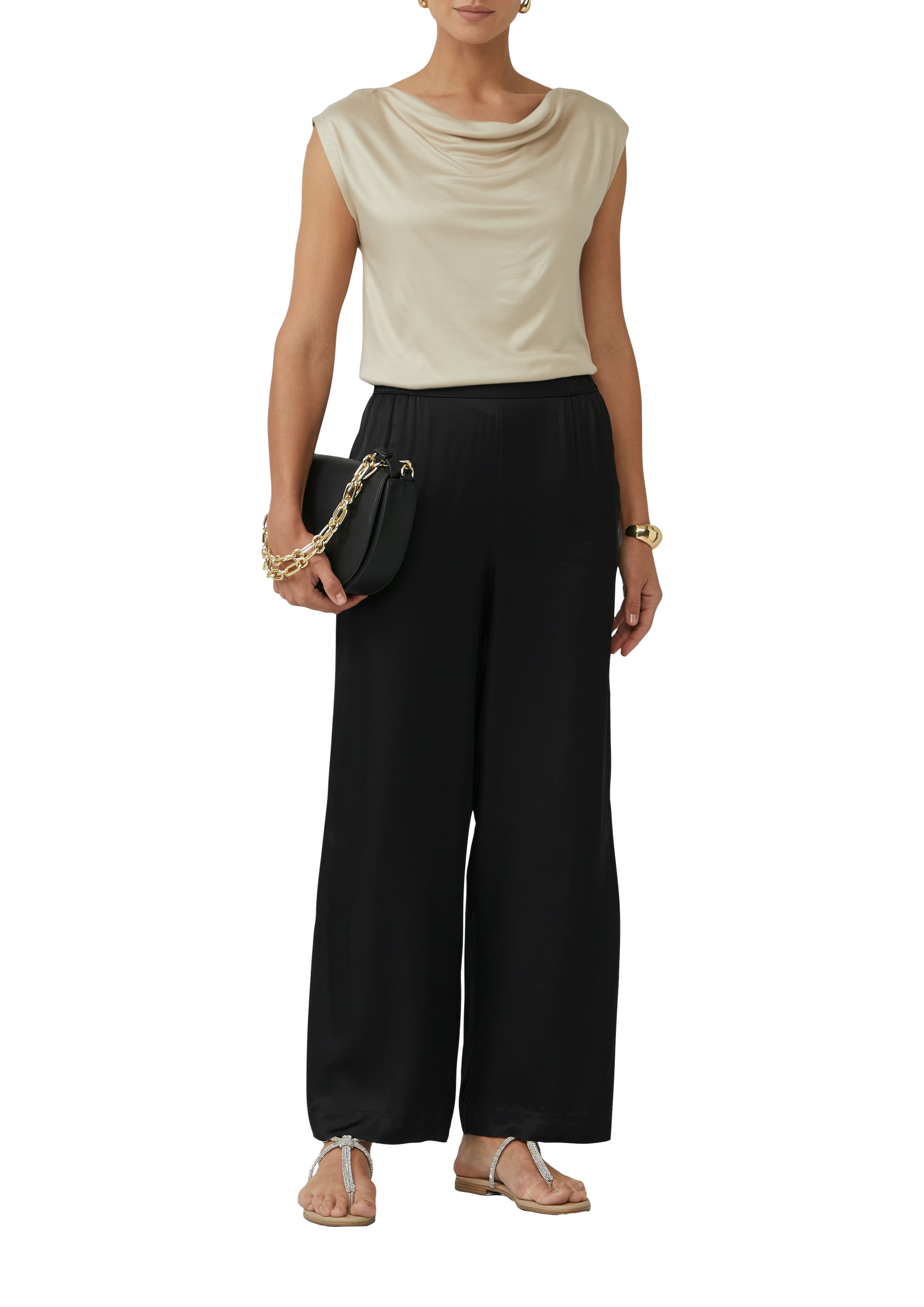 s.Oliver BLACK LABEL Stoffhose, Sommerhose mit elastischem Bund