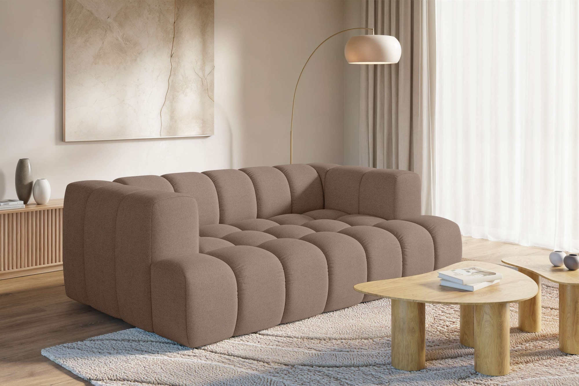 homsy by Ana Johnson 3-Sitzer »»XL« BOUBELLE Design-Sofa extra tief, Bubble-Optik, Breite 217 cm« hoher Sitzkomfort dank Wellenunterfederung,  XL Sitztiefe 100 cm