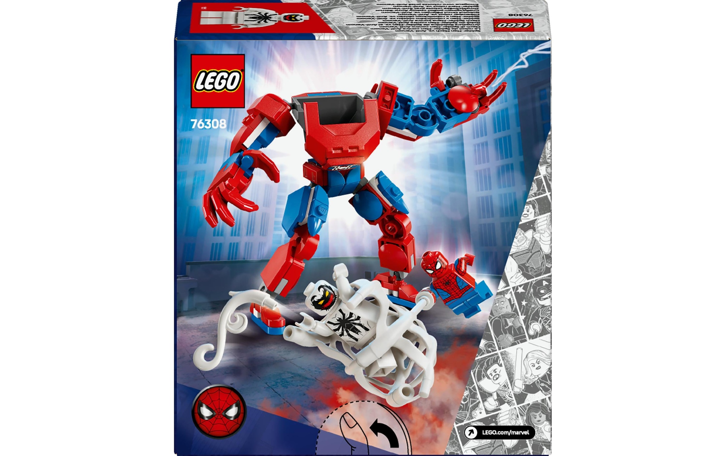 LEGO® Spielbausteine »Marvel Spider-Man Mech vs. Anti-Venom 76308«, (107 St.)