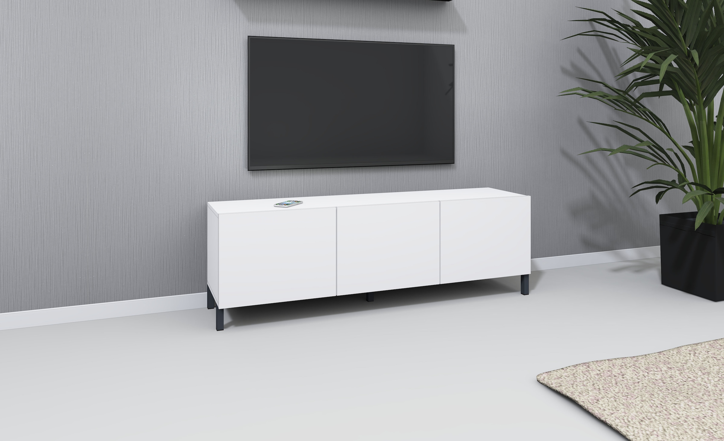 borchardt Möbel Lowboard Metallfüsse, grifflose Optik