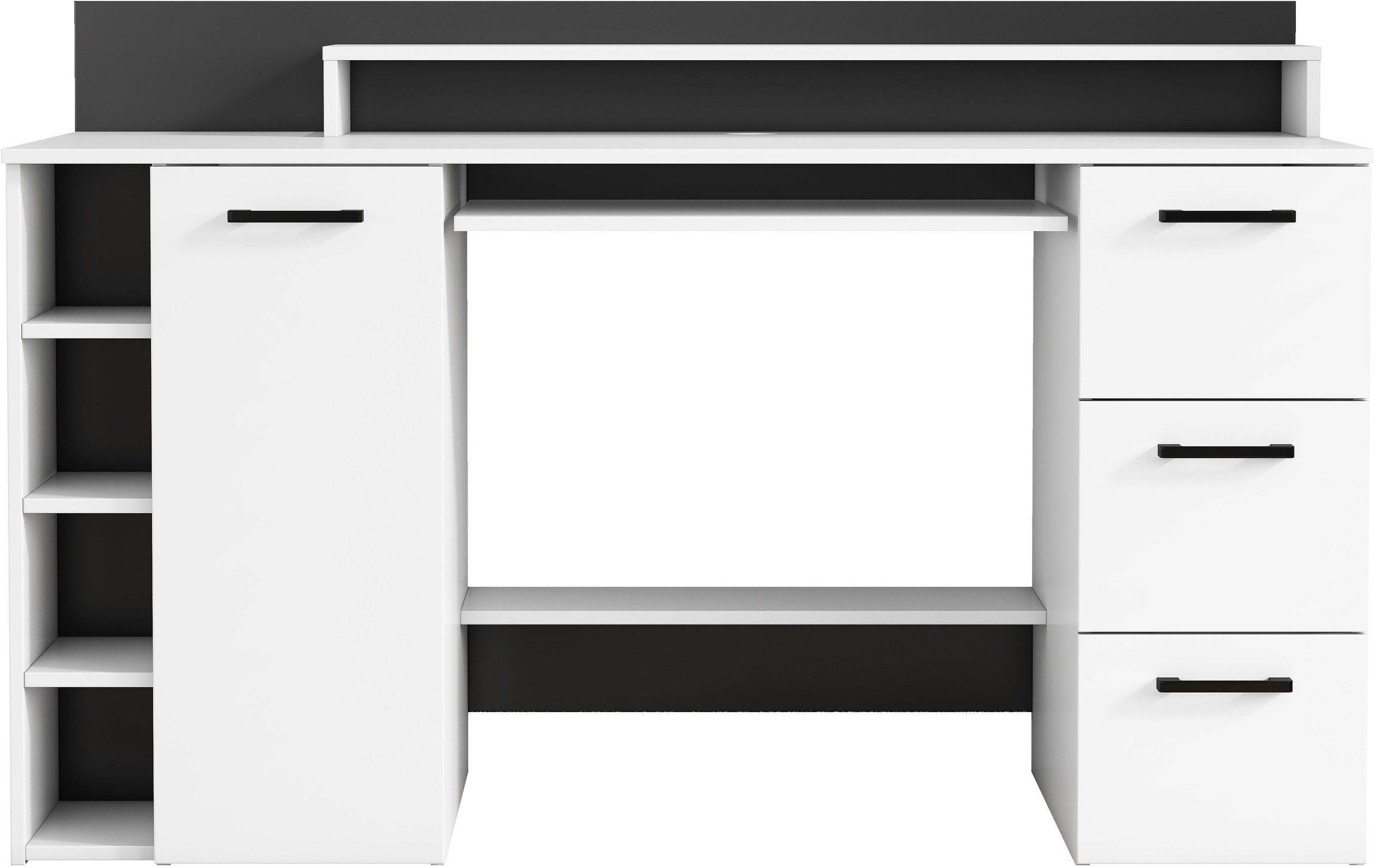 Image of GOODproduct Schreibtisch "Moid" mit Schubladen, Tastaturauszug und Monitorablage, Breite 140 cm