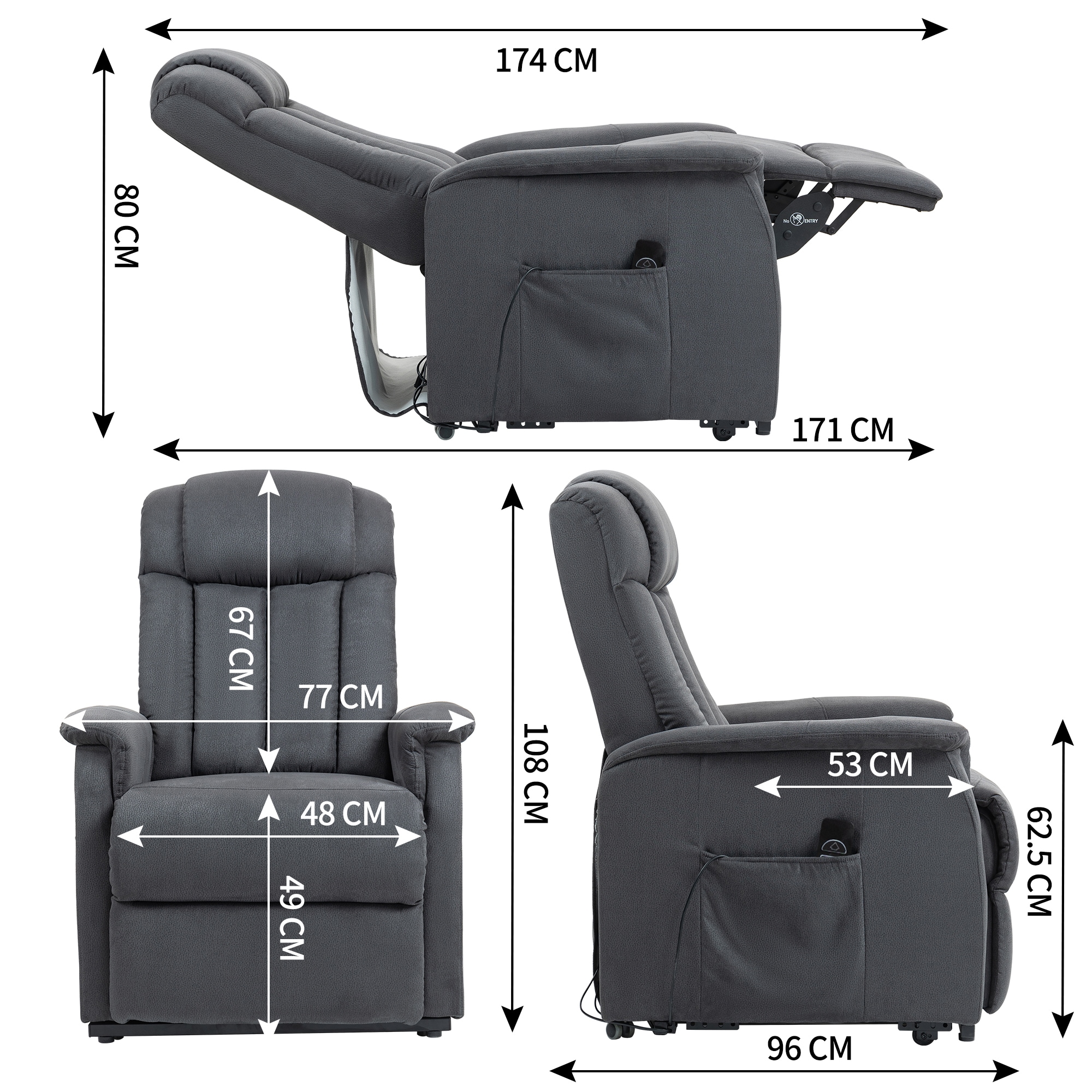 Duo Collection Fauteuil TV »Delphi mit elektrischer Aufstehhilfe« fonction relaxation et ressorts ensachés avec suspension à lames en acier