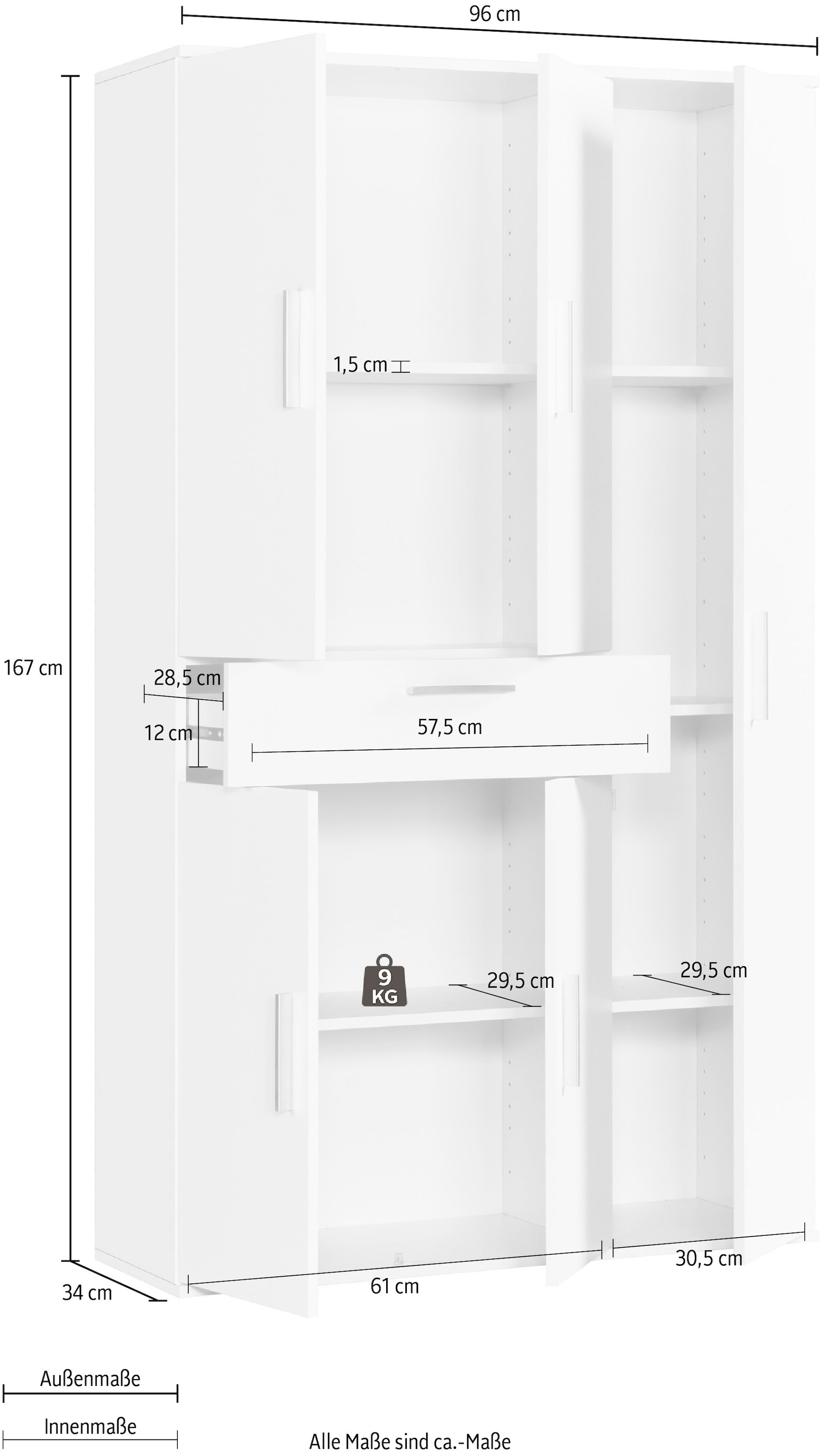 Procontour Armoire multi-usages »Clara« hauteur 167 cm, avec étagères réglables en hauteur