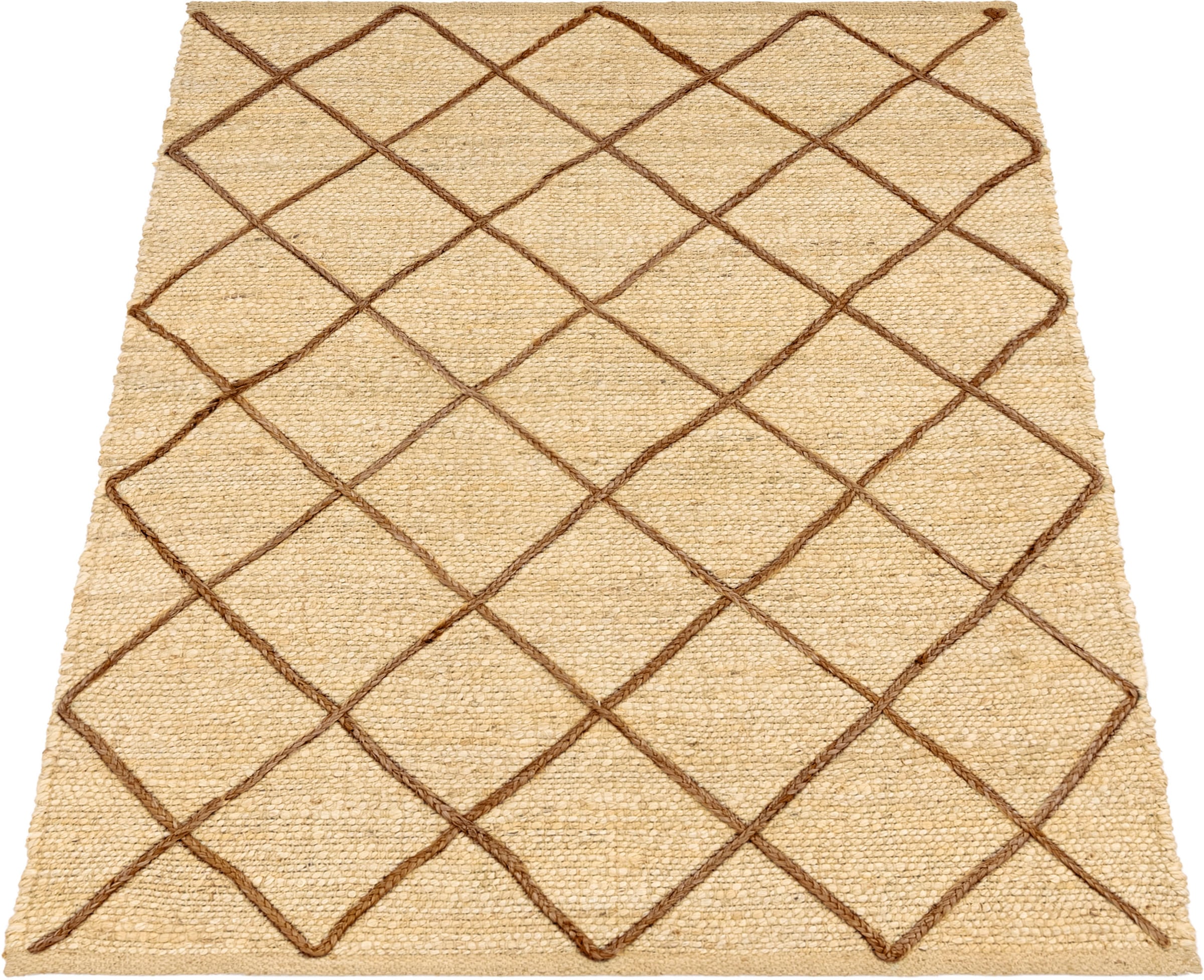 Paco Home Teppich Rauten rechteckig, auch als Naturfaser, confortablement handgeflochten, acheter Läufer »Skive 685«, Muster