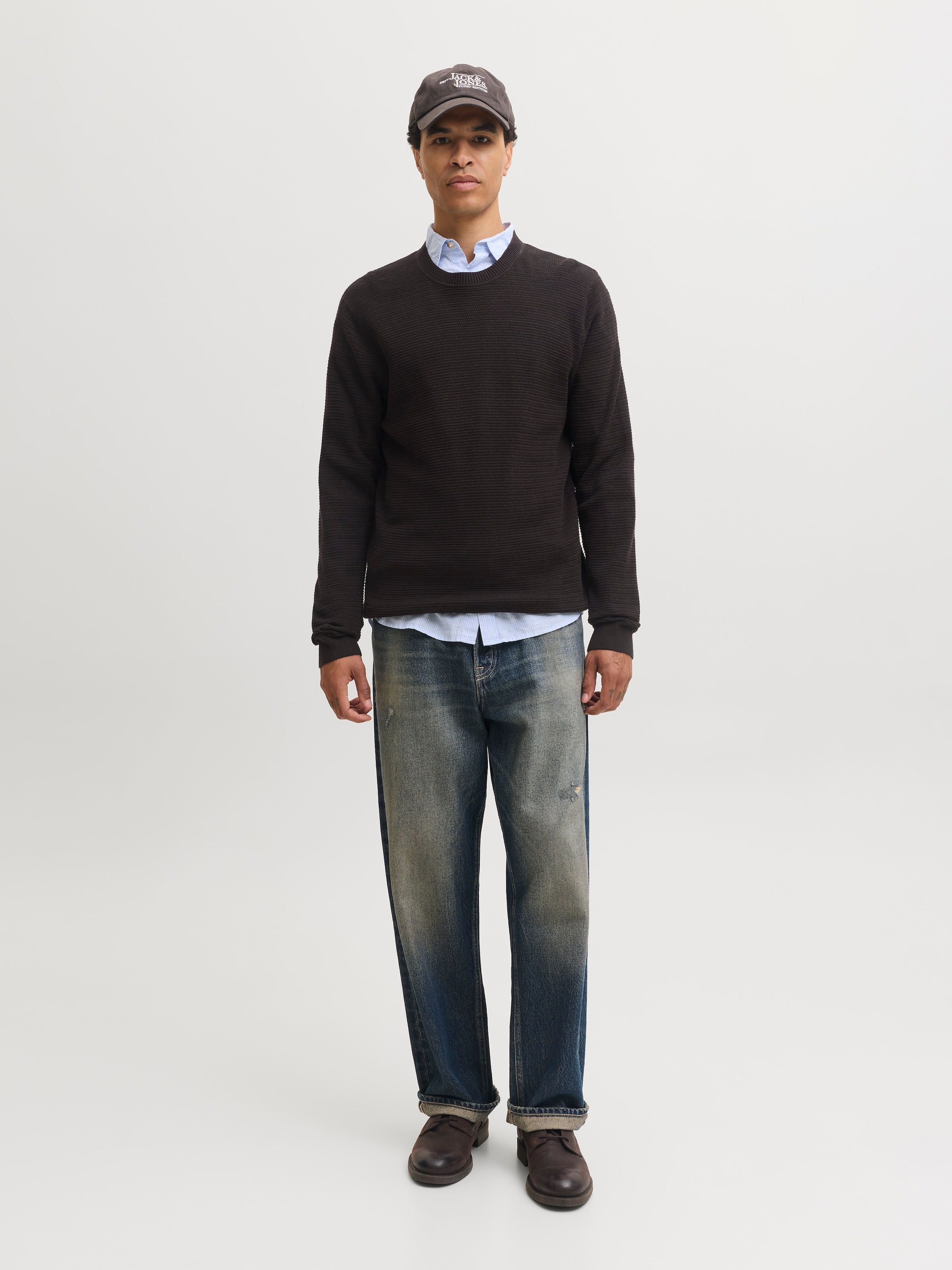 Jack & Jones Rundhalspullover »JPRBLURILEY KNIT CREW NECK LS SN« Baumwolle, regular fit