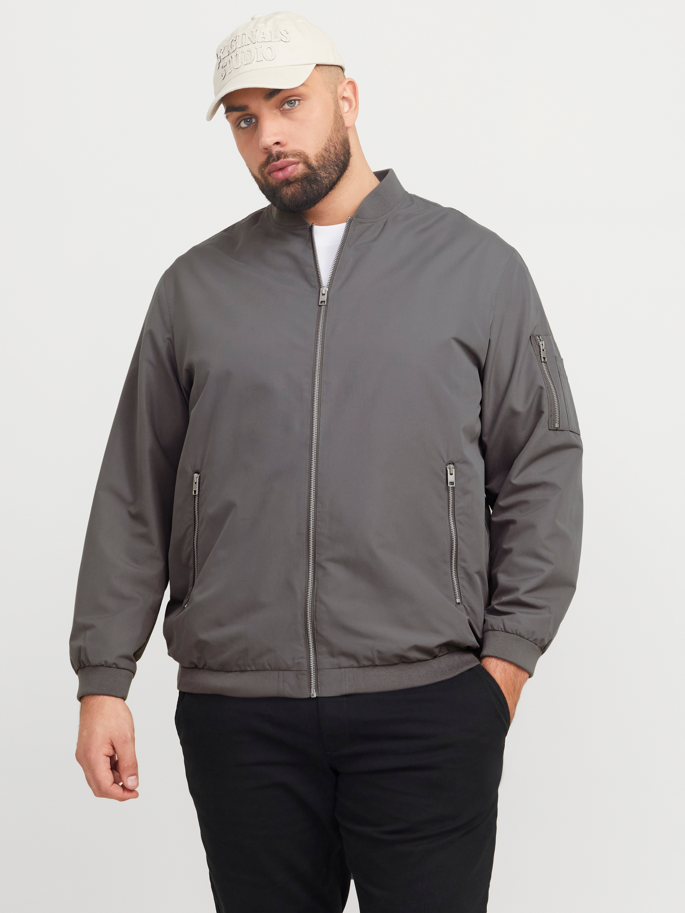 Image of Jack & Jones PlusSize Bomberjacke "JJERUSH BOMBER NOOS PLS" ohne Kapuze mit Reissverschlusstaschen