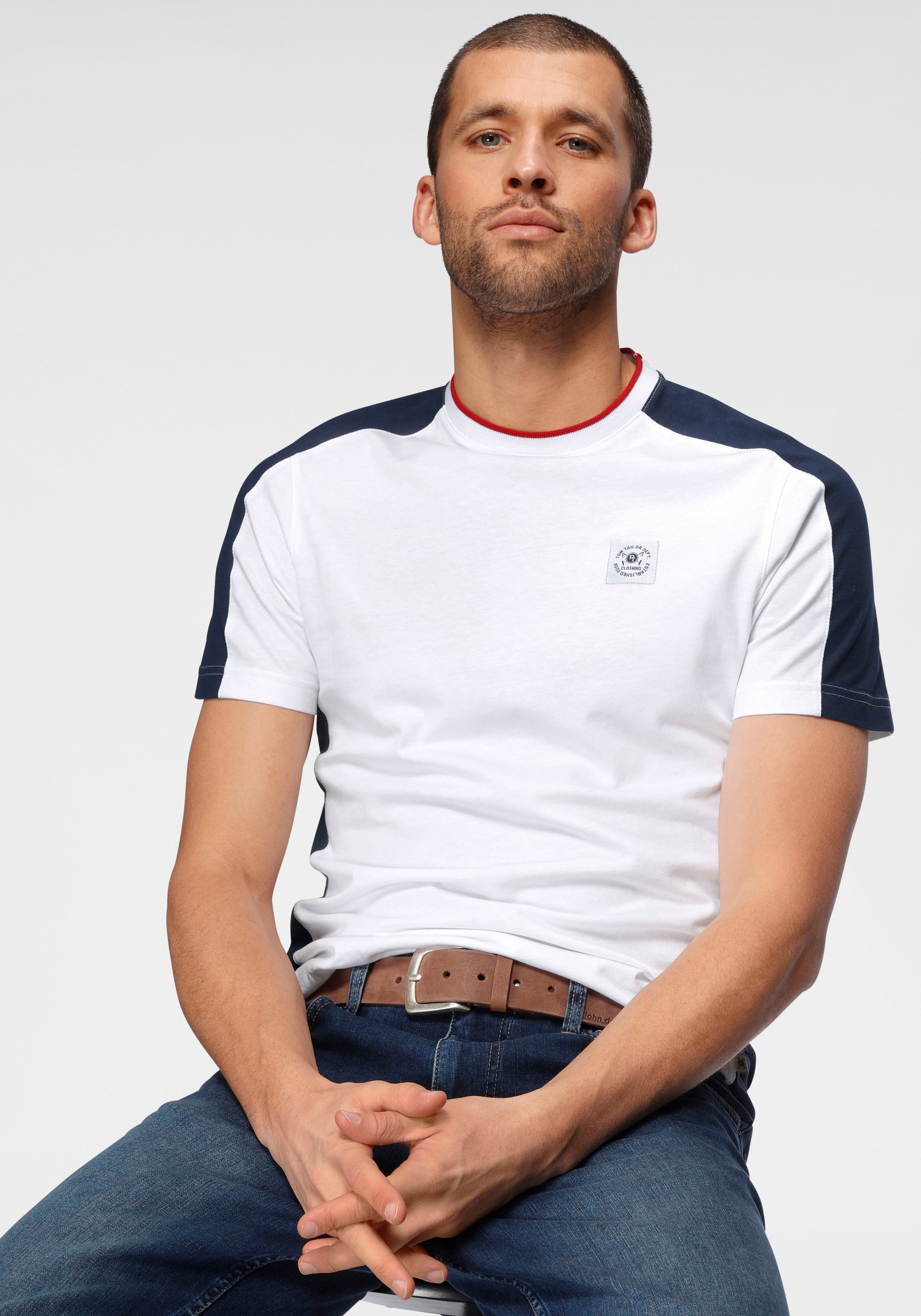 Image of TOM TAILOR Polo Team T-Shirt, mit farbigen Akzenten bei Ackermann Versand Schweiz