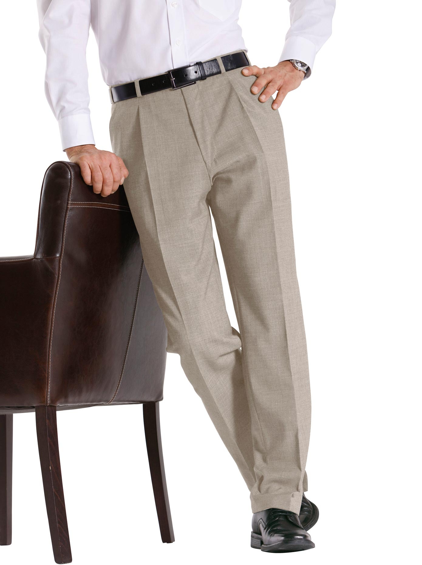 Bundfalten-Hose mit elastischem Komfortbund