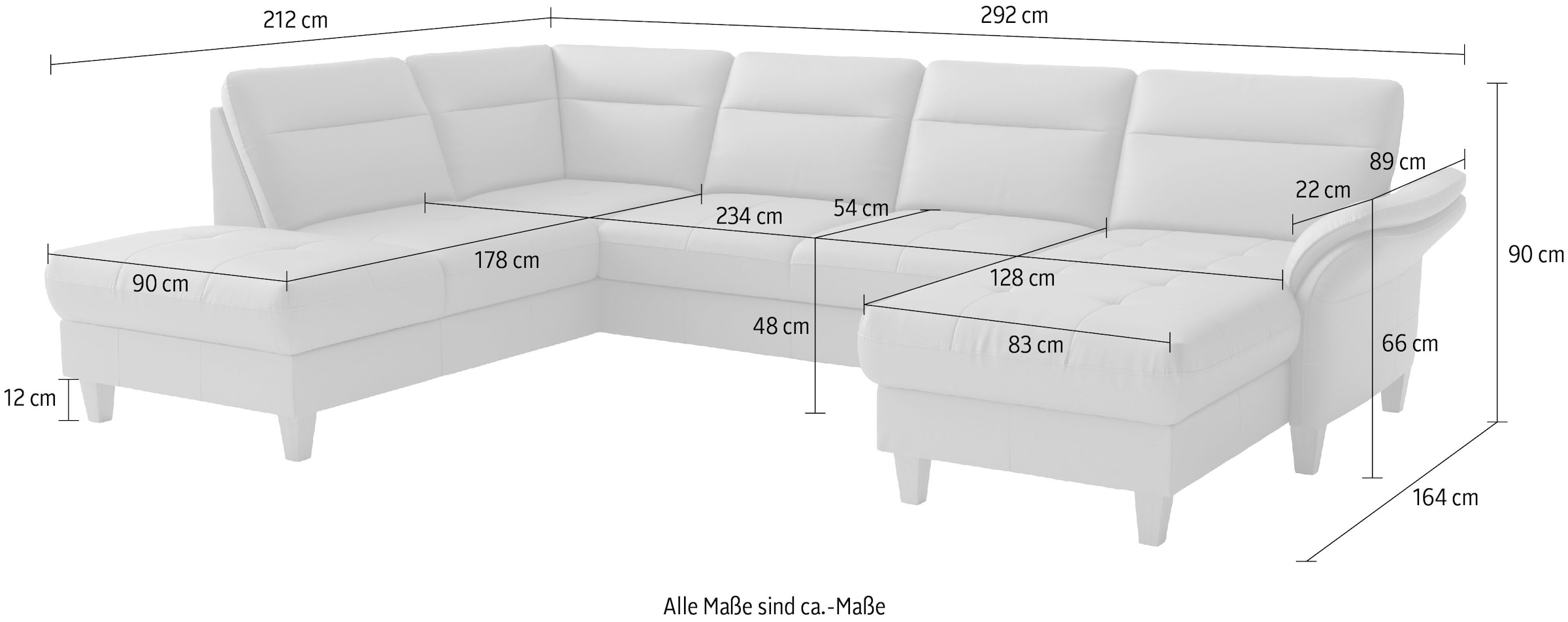 sit&more Paysage de salon »Pamela, U-Form, B: 292 cm, Leder«