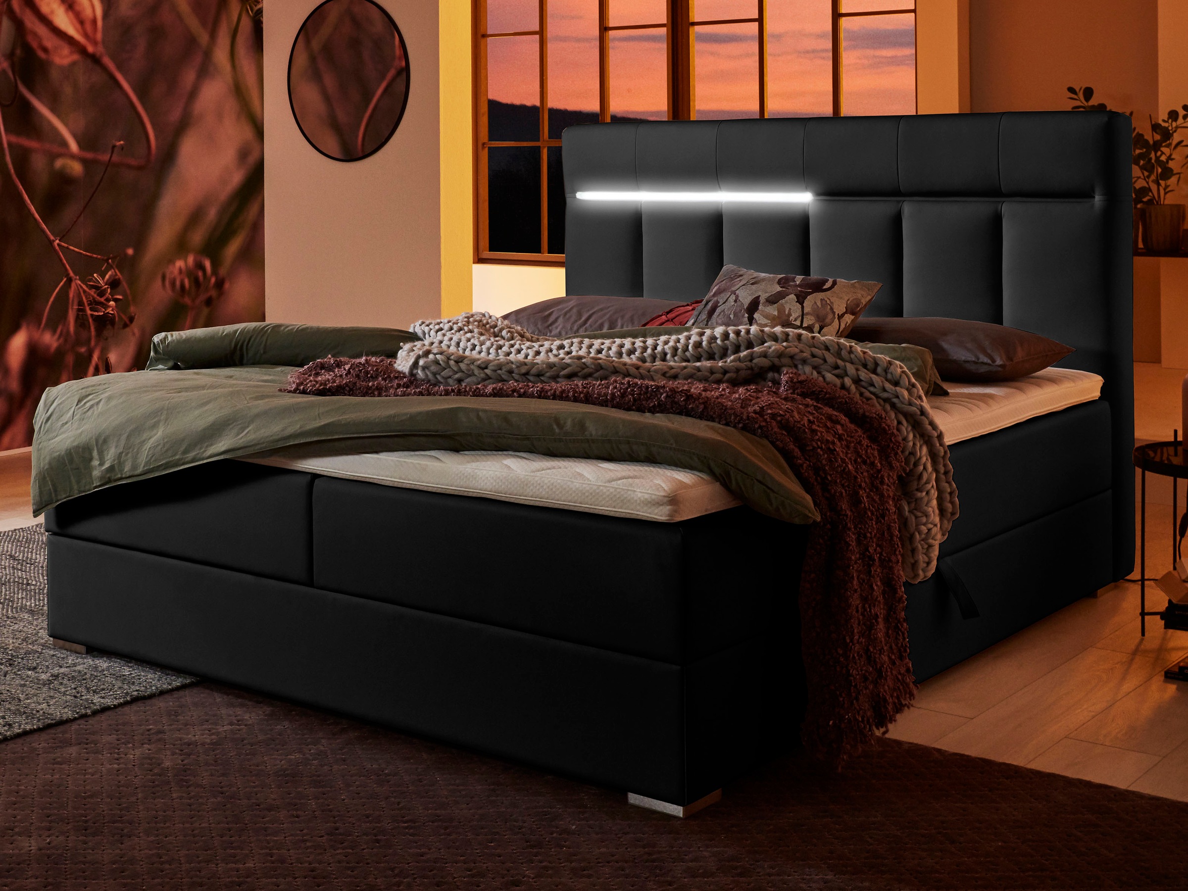 Image of ATLANTIC home collection Boxbett "Tessa" mit LED-Beleuchtung und Bettkasten