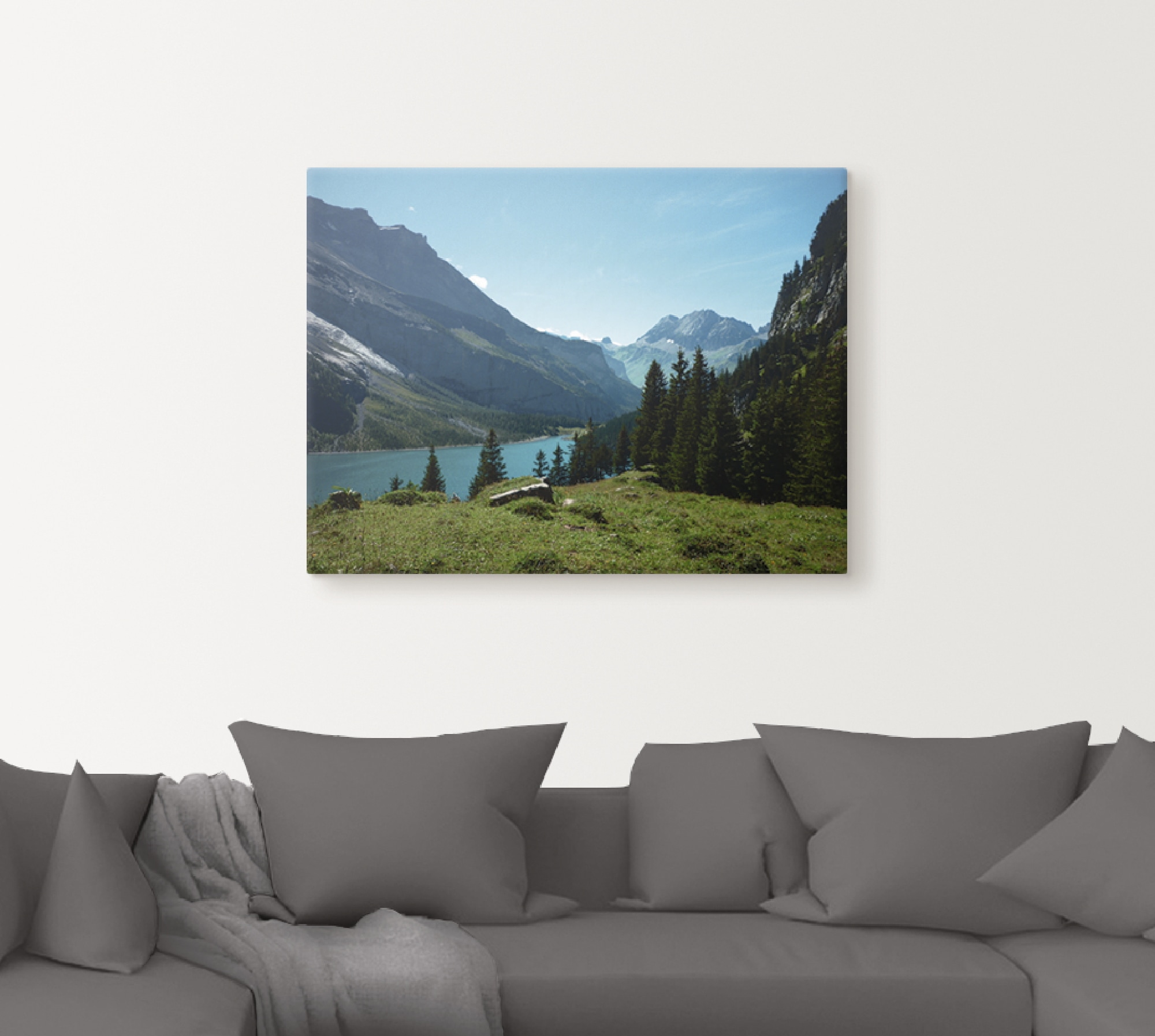 Artland Leinwandbild »Blick auf den Oeschinensee«, Berge, (1 St.), auf Keilrahmen gespannt