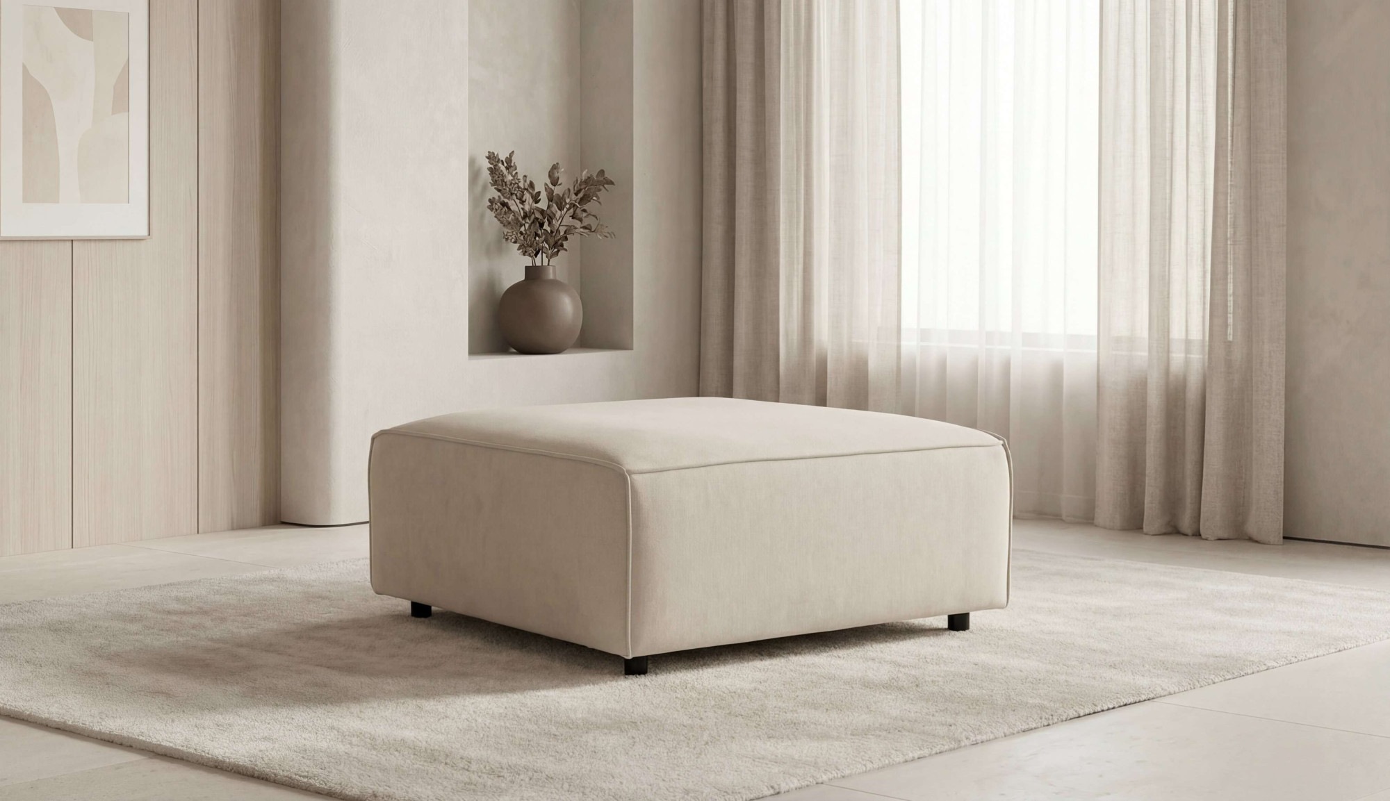 Image of GOODproduct Polsterhocker "Jorrena, extra weicher Chenille-Stoff" Praktische Ergänzung, 105x105 cm, mit Wellenunterfederung