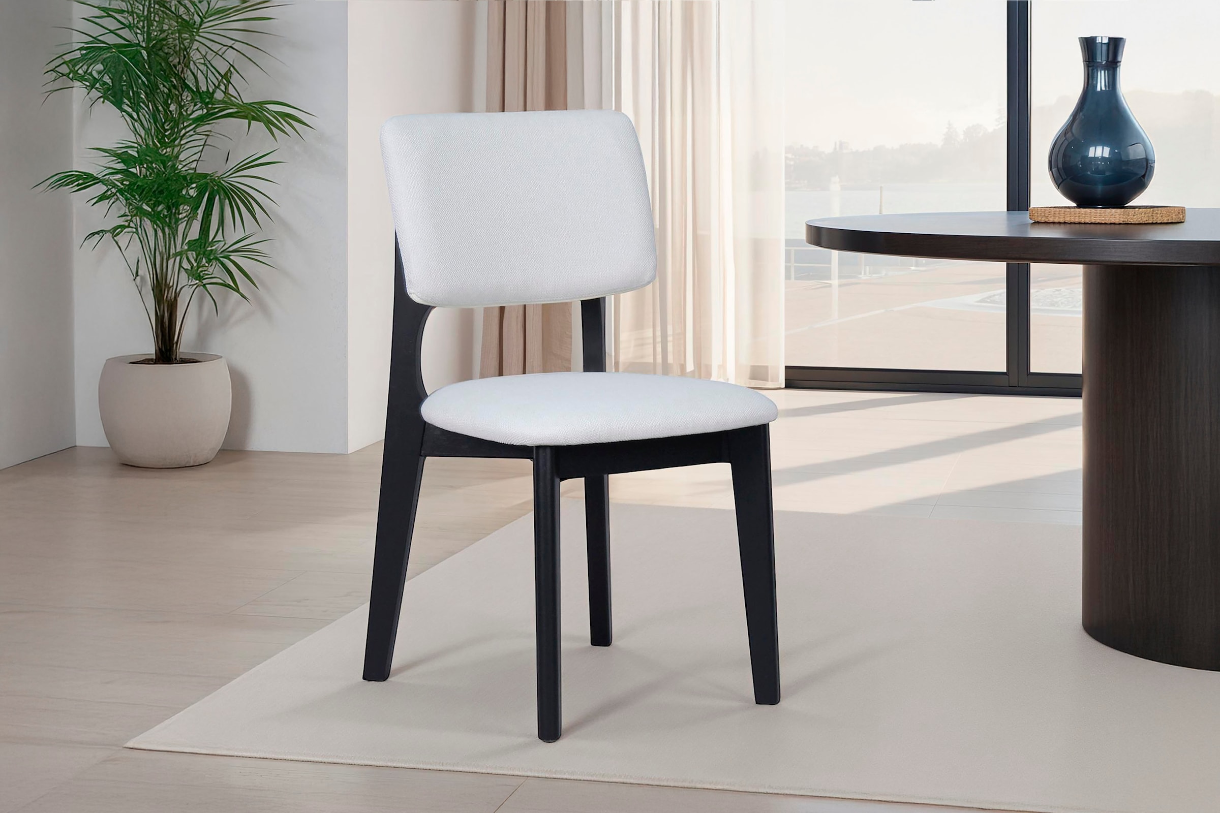 byLIVING Chaise de salle à manger »Elsa« (Set) 2 cuismodern gemütlicher Massiv - Holzstuhl mit hochwertigem Webstoffpolster